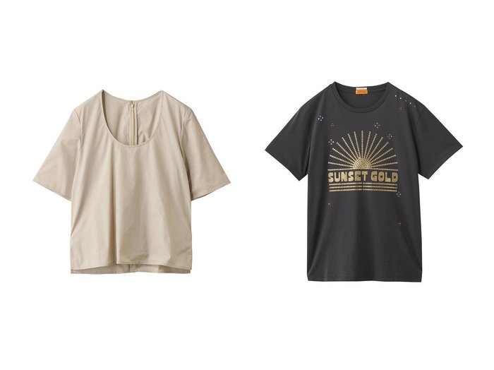 【MOTHER/マザー】のTHE ROWDY SUNSET GOLD Tシャツ (SET)&【GALLARDAGALANTE/ガリャルダガランテ】のUネックTブラウス おすすめ人気トレンドファッション通販アイテム 人気、トレンドファッション・服の通販 founy(ファニー) ファッション Fashion レディースファッション Fashion for Women トップス・カットソー Cut & Sew Tops シャツ・ブラウス・オフィスカジュアル Elegant Blouses & Button-Ups ロングTシャツ・Tシャツ Longline T-Shirts & Tees カットソー・ベーシックTシャツ Cut-and-Sewn Tops / Stretch Tees & Basics 2025年 2025 2025-2026秋冬・A/W Autumn/Winter 2025–26 AW25–26 インナー Innerwear ショート Short, Short Length シンプル Simple, Minimal スリーブ Sleeve, Long Sleeve / Short Sleeve A/W・秋冬 Autumn/Winter 羽織 Haori, Light Jacket シルバー Silver, Metallic Silver スタッズ Studs, Metal Accents フロント Front, Front Design |ID:crp329100000221278