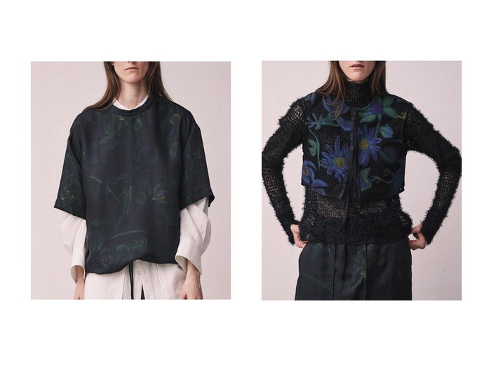 【near.nippon/ニアー ニッポン】のボタニカルプリント オーバーTシャツ&シアーファーチュール ハイネックトップス おすすめ人気トレンドファッション通販アイテム 人気、トレンドファッション・服の通販 founy(ファニー) ファッション Fashion レディースファッション Fashion for Women トップス・カットソー Cut & Sew Tops シャツ・ブラウス・オフィスカジュアル Elegant Blouses & Button-Ups ロングTシャツ・Tシャツ Longline T-Shirts & Tees カットソー・ベーシックTシャツ Cut-and-Sewn Tops / Stretch Tees & Basics ニット Knit Tops & Sweaters カジュアルプルオーバー・ニットトップス Pullovers & Knit Tops / Casual Pullovers 2025年 2025 2025-2026秋冬・A/W Autumn/Winter 2025–26 AW25–26 なめらか Smooth, Silky Texture インナー Innerwear カットソー Cut and Sewn Top キュプラ Cupro, Eco Fabric コクーン Cocoon, Cocoon Silhouette ショート Short, Short Length スリーブ Sleeve, Long Sleeve / Short Sleeve ツイル Twist, Twisted Detail ドローコード Drawcord, Drawstring Cord ハイネック High Neck, Mock Neck フォーマル Formal, Dressy ボタニカル Botanical, Floral Pattern マニッシュ Mannish, Boyish リラックス Relax, Relaxed Fit エレガント 上品 Elegant A/W・秋冬 Autumn/Winter |ID:crp329100000221297