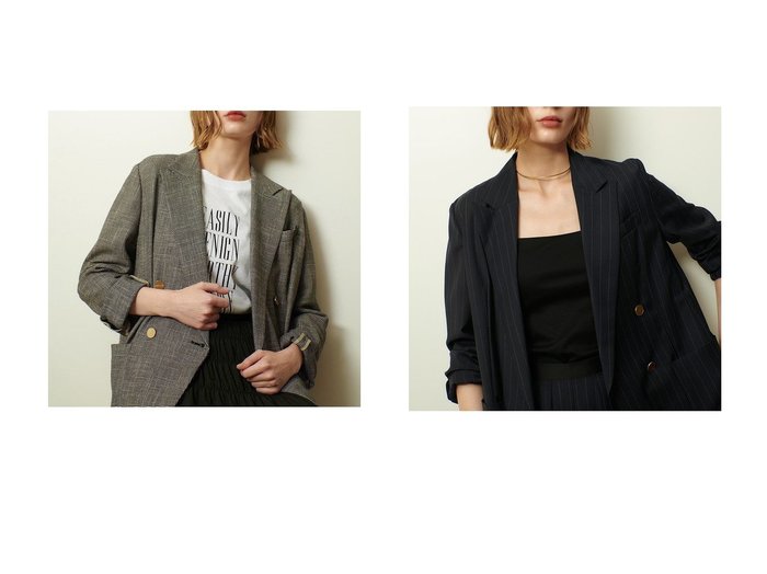 【allureville/アルアバイル】のトリッカーカラミダブルジャケット&トリアセサイロピークドラペルジャケット おすすめ人気トレンドファッション通販アイテム 人気、トレンドファッション・服の通販 founy(ファニー) 　ファッション　Fashion　レディースファッション　Fashion for Women　アウター　Coat / Outerwear Collection　レディースジャケット・軽アウター　Jackets　2025年　2025　2025-2026秋冬・A/W　Autumn/Winter 2025–26 AW25–26　ジャケット　Jacket, Outerwear　デニム　Denim, Jeans Material　ボトム　Bottoms, Lower Wear　マニッシュ　Mannish, Boyish　A/W・秋冬　Autumn/Winter　羽織　Haori, Light Jacket　サマー　Summer, Summer Style　シアー　Sheer, See-Through　再入荷　Restock / Back in Stock　|ID:crp329100000221301