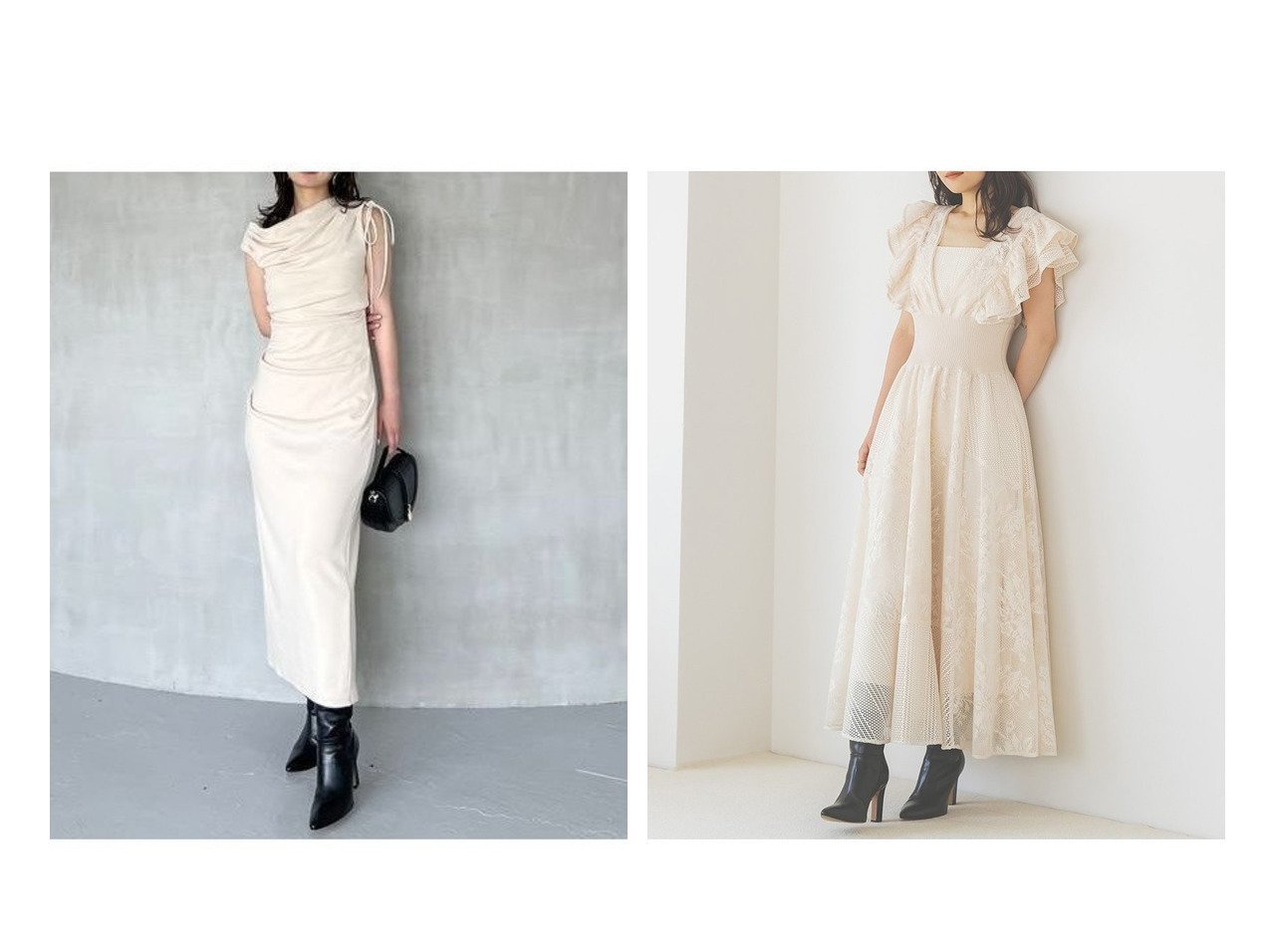 【SNIDEL/スナイデル】のドレープカットワンピース&ウエストリブレースドレス おすすめ人気トレンドファッション通販アイテム インテリア・キッズ・メンズ・レディースファッション・服の通販 founy(ファニー) 　ファッション　Fashion　レディースファッション　Fashion for Women　ワンピース　Dresses　フォーマル・パーティードレス・結婚式用ドレス　Elegant & Casual Dresses　オケージョン　Occasion Wear　カットソー　Cut and Sewn Top　シンプル　Simple, Minimal　ストレート　Straight, Straight Cut　ドレープ　Drape, Draping Fabric　リボン　Ribbon, Bow　ワンショル　One Shoulder, Asymmetrical　おすすめ　Recommended / Our Picks　|ID:crp329100000221337