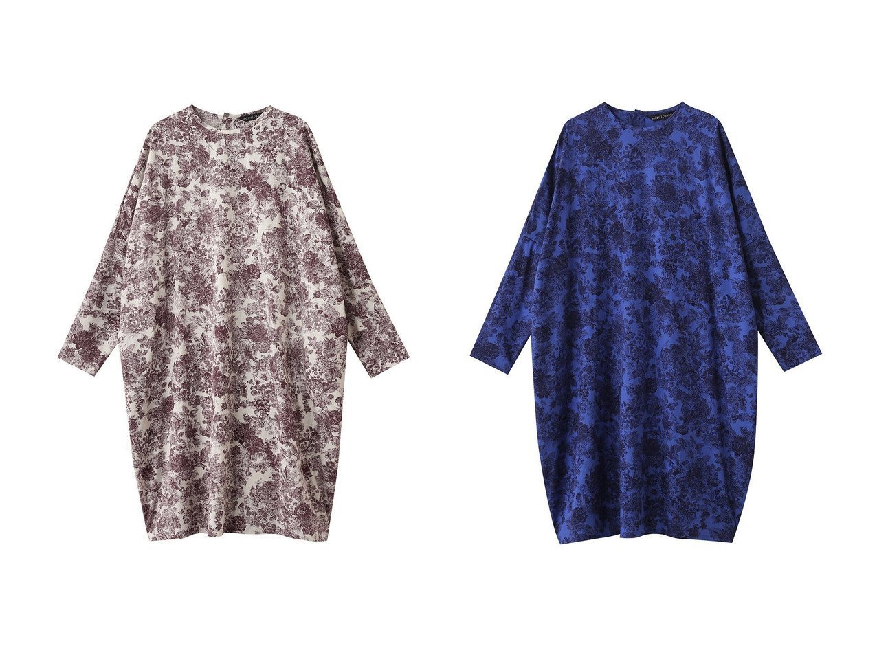 【mizuiro ind/ミズイロ インド】のprint cocoon wide OP ワンピース おすすめ人気トレンドファッション通販アイテム インテリア・キッズ・メンズ・レディースファッション・服の通販 founy(ファニー) 　ファッション　Fashion　レディースファッション　Fashion for Women　ワンピース　Dresses　チュニック　Tunic Tops & Dresses　2025年　2025　2025-2026秋冬・A/W　Autumn/Winter 2025–26 AW25–26　チュニック　Tunic, Long Top　フラワー　Flower, Floral　プリント　Print, Printed Pattern　ロング　Long, Long-Length　秋　Autumn　A/W・秋冬　Autumn/Winter　ベージュ系　Beige　ブルー系　Blue　|ID:crp329100000221363