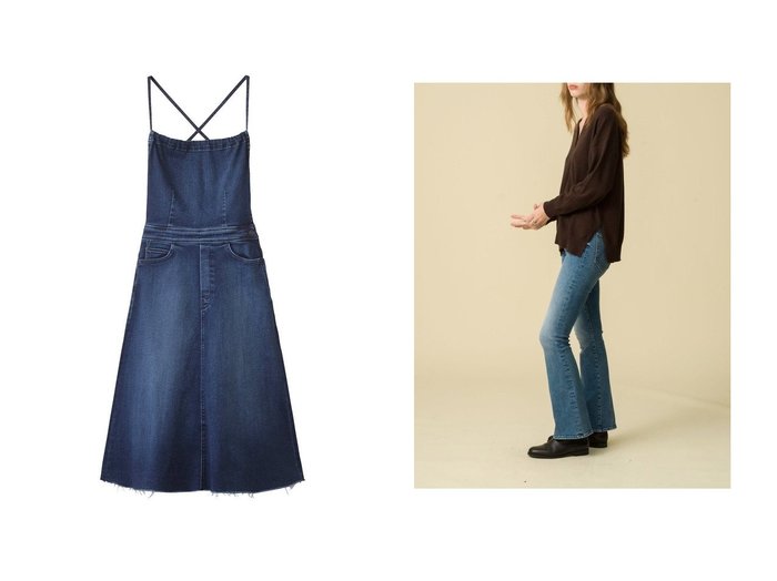 【MOTHER/マザー】のTHE BACK MIDI DRESS キャミソールデニムワンピース (HCM)&HIGH WAISTED WEEKENDER SKIMP フレアデニム (SWN) おすすめ人気トレンドファッション通販アイテム 人気、トレンドファッション・服の通販 founy(ファニー) 　ファッション　Fashion　レディースファッション　Fashion for Women　ワンピース　Dresses　フォーマル・パーティードレス・結婚式用ドレス　Elegant & Casual Dresses　チュニック　Tunic Tops & Dresses　パンツ　Pants & Trousers　デニムパンツ・ジーンズ・美脚デニム　Denim Jeans & Pants　2025年　2025　2025-2026秋冬・A/W　Autumn/Winter 2025–26 AW25–26　インナー　Innerwear　キャミソール　Camisole, Spaghetti Strap Top　シューズ　Shoes, Footwear　スニーカー　Sneakers, Trainers　チュニック　Tunic, Long Top　デニム　Denim, Jeans Material　フィット　Fit, Slim Fit　A/W・秋冬　Autumn/Winter　|ID:crp329100000221366
