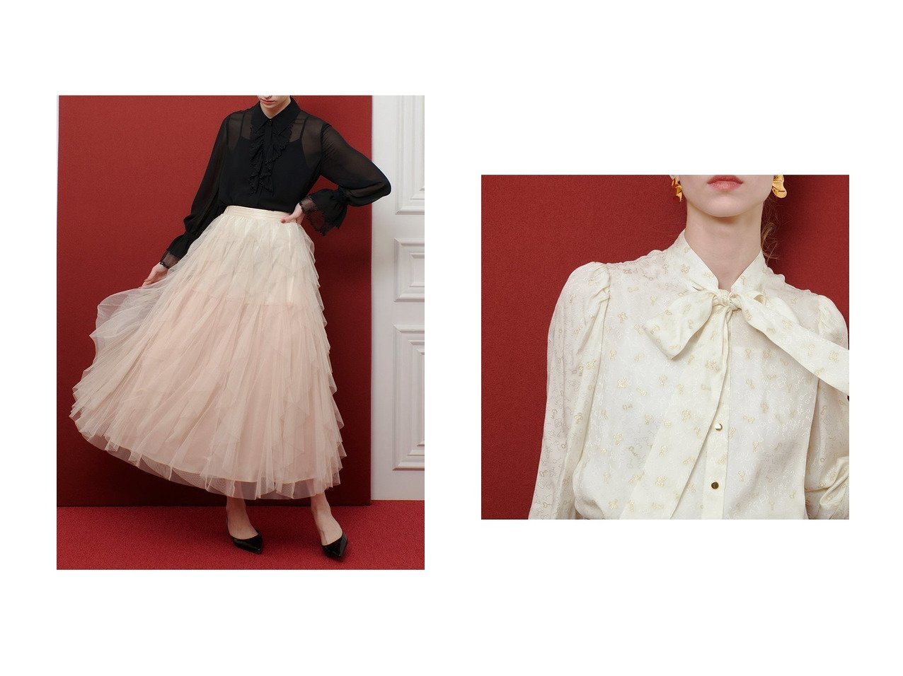 【allureville/アルアバイル】の【LOULOU WILLOUGHBY】KEYジャガードボウタイブラウス&【LOULOU WILLOUGHBY】レタード刺繍ブラウス おすすめ人気トレンドファッション通販アイテム インテリア・キッズ・メンズ・レディースファッション・服の通販 founy(ファニー) 　ファッション　Fashion　レディースファッション　Fashion for Women　トップス・カットソー　Cut & Sew Tops　シャツ・ブラウス・オフィスカジュアル　Elegant Blouses & Button-Ups　2025年　2025　2025-2026秋冬・A/W　Autumn/Winter 2025–26 AW25–26　とろみ　Fluid, Flowy Fabric　インナー　Innerwear　オーガンジー　Organza Fabric　カーディガン　Cardigan, Knitwear　シフォン　Chiffon, Lightweight Fabric　ジャケット　Jacket, Outerwear　スリーブ　Sleeve, Long Sleeve / Short Sleeve　バランス　Balance, Style Balance　フリル　Frill, Ruffle　ロング　Long, Long-Length　A/W・秋冬　Autumn/Winter　ホワイト系　White　ブラック系　Black　|ID:crp329100000221391