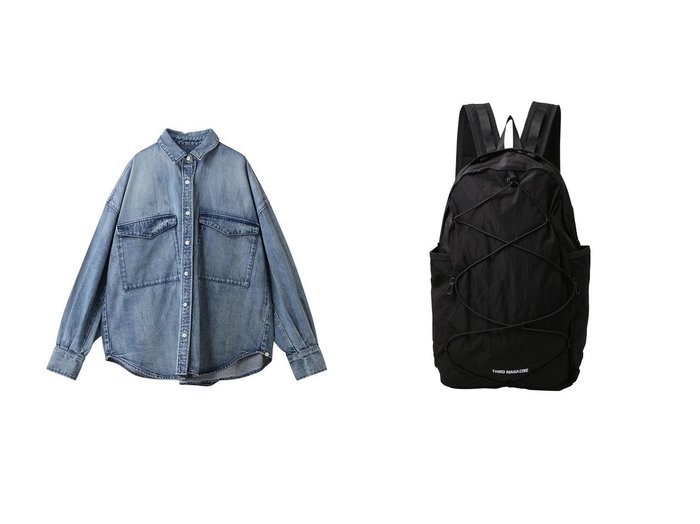 【THIRD MAGAZINE/サードマガジン】の【別注】CARIBOU Mountaineering ロゴパッカブルバッグパック&デニム2WAYボクシーシャツ おすすめ人気トレンドファッション通販アイテム 人気、トレンドファッション・服の通販 founy(ファニー) ファッション Fashion レディースファッション Fashion for Women トップス・カットソー Cut & Sew Tops シャツ・ブラウス・オフィスカジュアル Elegant Blouses & Button-Ups バッグ Bags 2025年 2025 2025-2026秋冬・A/W Autumn/Winter 2025–26 AW25–26 スリーブ Sleeve, Long Sleeve / Short Sleeve デニム Denim, Jeans Material ブリーチ Bleach, Washed Finish ロング Long, Long-Length A/W・秋冬 Autumn/Winter |ID:crp329100000221395