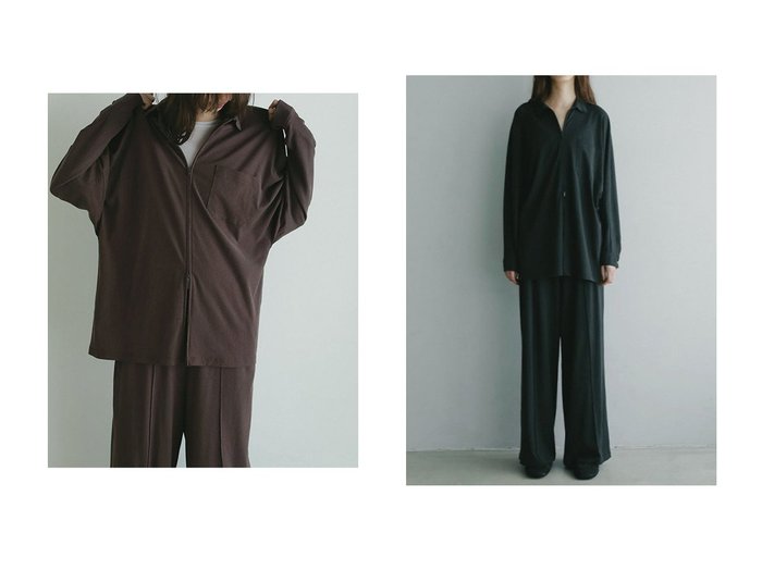 【ETRE TOKYO/エトレトウキョウ】のフロントファスナーカットシャツ&ピンタックリラクシーパンツ おすすめ人気トレンドファッション通販アイテム 人気、トレンドファッション・服の通販 founy(ファニー) 　ファッション　Fashion　レディースファッション　Fashion for Women　トップス・カットソー　Cut & Sew Tops　シャツ・ブラウス・オフィスカジュアル　Elegant Blouses & Button-Ups　パンツ　Pants & Trousers　カットソー　Cut and Sewn Top　ジップ　Zip, Zipper　スリーブ　Sleeve, Long Sleeve / Short Sleeve　セットアップ　Set-Up, Coordinated Outfit　トレンド　Trend, Trending Now　フロント　Front, Front Design　ロング　Long, Long-Length　新作・新入荷　New Arrivals / New In　|ID:crp329100000221396