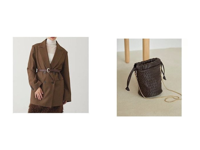 【Whim Gazette/ウィムガゼット】の【INNUE】Drawstring bag&【THE PAUSE】チェックダブルジャケット おすすめ人気トレンドファッション通販アイテム 人気、トレンドファッション・服の通販 founy(ファニー) ファッション Fashion レディースファッション Fashion for Women アウター Coat / Outerwear Collection レディースジャケット・軽アウター Jackets バッグ Bags ヴィンテージ Vintage Style クラシカル Classical, Vintage-Inspired クラシック Classic, Timeless Style グラデーション Gradient, Ombre ジャケット Jacket, Outerwear ダブル Double, Double-Breasted チェック Check, Plaid, Tartan ボックス Boxy, Box Shape マニッシュ Mannish, Boyish ワーク Workwear, Utility Style 2025年 2025 2025-2026秋冬・A/W Autumn/Winter 2025–26 AW25–26 アクセサリー Fashion Accessories イタリア Italy コレクション Collection, Seasonal Line ショルダー Shoulder, Shoulder Strap フォルム Silhouette, Form エレガント 上品 Elegant 巾着 Drawstring Bag, Kinchaku |ID:crp329100000221412