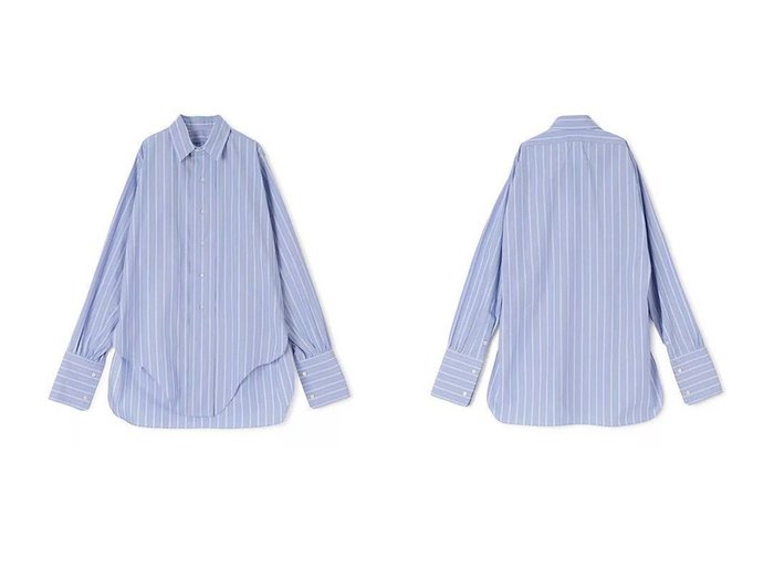 【MAISON MARGIELA/メゾン マルジェラ】のLong-sleeved Shirt おすすめ人気トレンドファッション通販アイテム 人気、トレンドファッション・服の通販 founy(ファニー) ファッション Fashion レディースファッション Fashion for Women トップス・カットソー Cut & Sew Tops シャツ・ブラウス・オフィスカジュアル Elegant Blouses & Button-Ups 2025年 2025 2025-2026秋冬・A/W Autumn/Winter 2025–26 AW25–26 カフス Cuff Design ストライプ Stripe, Striped Pattern ラウンド Round, Round Neck ロング Long, Long-Length |ID:crp329100000221414