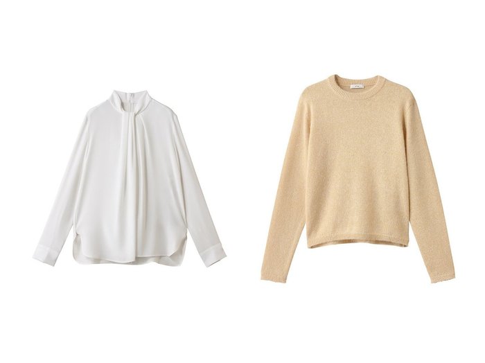 【BEIGE,/ベイジ,】のANITA(アニータ)/ブラウス&【GALLARDAGALANTE/ガリャルダガランテ】の【ATON】アルパカシルククルーネックニット おすすめ人気トレンドファッション通販アイテム 人気、トレンドファッション・服の通販 founy(ファニー) ファッション Fashion レディースファッション Fashion for Women トップス・カットソー Cut & Sew Tops シャツ・ブラウス・オフィスカジュアル Elegant Blouses & Button-Ups ニット Knit Tops & Sweaters カジュアルプルオーバー・ニットトップス Pullovers & Knit Tops / Casual Pullovers 2025年 2025 2025-2026秋冬・A/W Autumn/Winter 2025–26 AW25–26 サテン Satin, Glossy Fabric ジャケット Jacket, Outerwear スリーブ Sleeve, Long Sleeve / Short Sleeve ドレープ Drape, Draping Fabric ロング Long, Long-Length A/W・秋冬 Autumn/Winter |ID:crp329100000221420