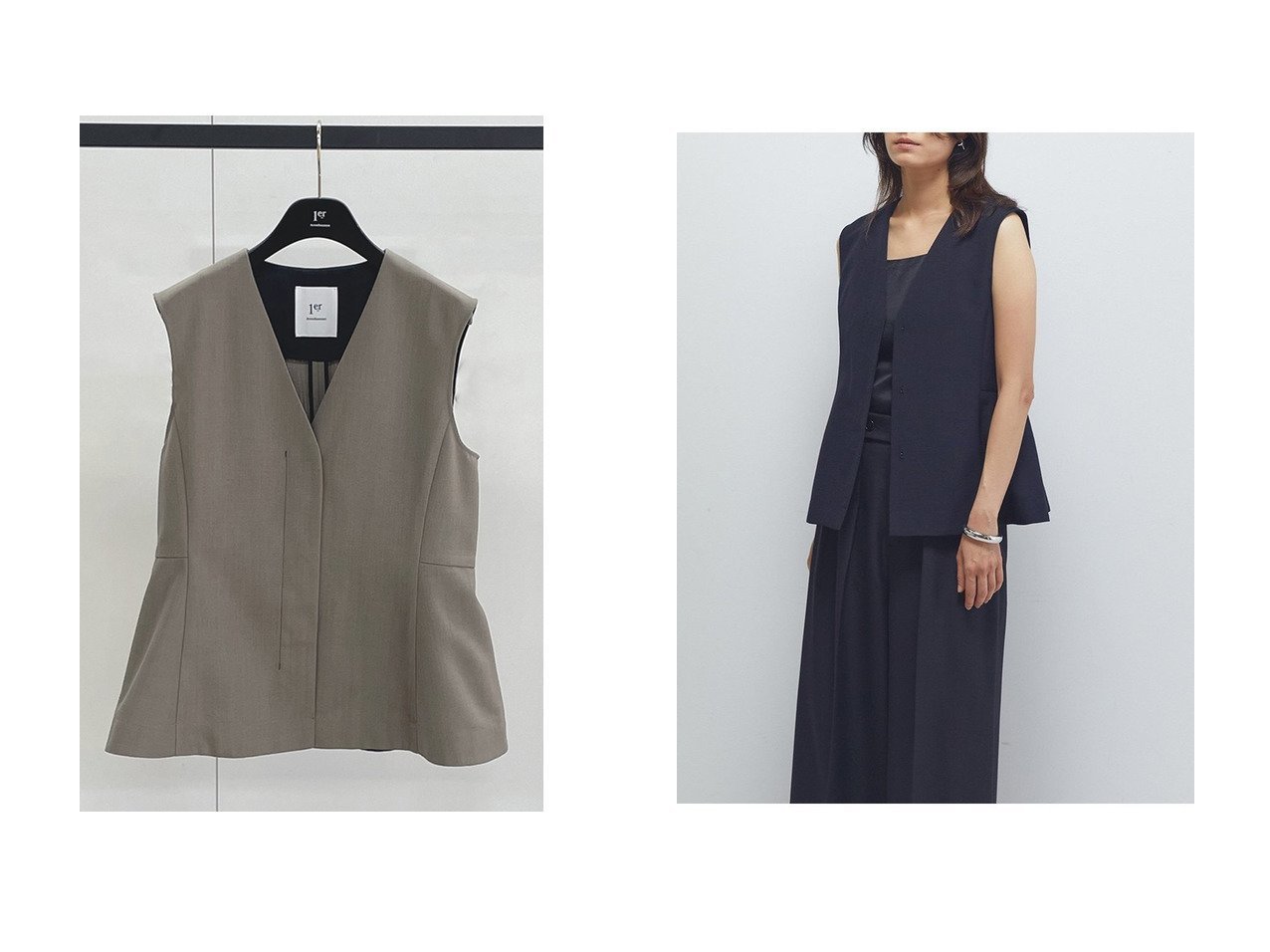 【1er Arrondissement/プルミエ アロンディスモン】のペプラムジレ おすすめ人気トレンドファッション通販アイテム インテリア・キッズ・メンズ・レディースファッション・服の通販 founy(ファニー) 　ファッション　Fashion　レディースファッション　Fashion for Women　アウター　Coat / Outerwear Collection　レディースジャケット・軽アウター　Jackets　2025年　2025　2025-2026秋冬・A/W　Autumn/Winter 2025–26 AW25–26　おすすめ　Recommended / Our Picks　インナー　Innerwear　コンパクト　Compact, Small Size　ジャケット　Jacket, Outerwear　タートルネック　Turtleneck, High Neck　デニム　Denim, Jeans Material　バランス　Balance, Style Balance　ベスト　Vest, Waistcoat　ペプラム　Peplum, Flared Hem　ボトム　Bottoms, Lower Wear　エレガント 上品　Elegant　A/W・秋冬　Autumn/Winter　ブラウン系　Brown　ブルー系　Blue　|ID:crp329100000221435