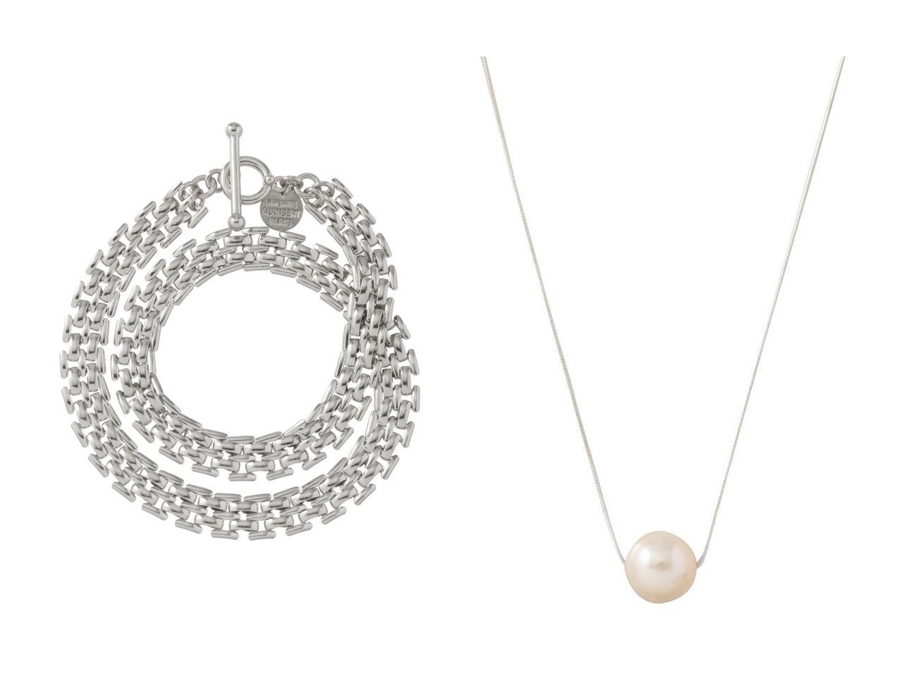 【1er Arrondissement/プルミエ アロンディスモン】の【Lemme.】パールネックレス&【PHILIPPE AUDIBERT】Millerブレスレット おすすめ人気トレンドファッション通販アイテム インテリア・キッズ・メンズ・レディースファッション・服の通販 founy(ファニー) 　ファッション　Fashion　レディースファッション　Fashion for Women　ジュエリー　Jewelry　チェーン＆カフブレスレット　Cuff & Chain Bracelets　バングル・カフブレスレット　Bangles & Cuff Bracelets　ネックレス　Necklaces & Pendants　2025年　2025　2025-2026秋冬・A/W　Autumn/Winter 2025–26 AW25–26　なめらか　Smooth, Silky Texture　クール　Cool, Chic　シルバー　Silver, Metallic Silver　チェーン　Chain, Chain Strap　ネックレス　Necklace, Pendant Necklace　フランス　France, French　ブレスレット　Bracelet, Wristband　A/W・秋冬　Autumn/Winter　ゴールド系　Gold　|ID:crp329100000221440