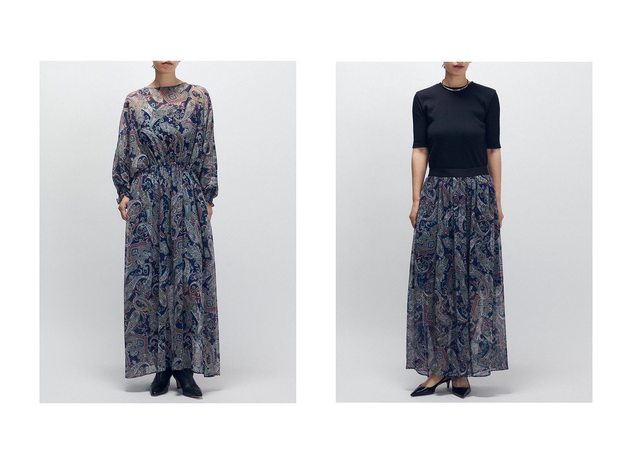 【1er Arrondissement/プルミエ アロンディスモン】のペイズリープリントワンピース&ペイズリープリントキュロットパンツ おすすめ人気トレンドファッション通販アイテム インテリア・キッズ・メンズ・レディースファッション・服の通販 founy(ファニー) 　ファッション　Fashion　レディースファッション　Fashion for Women　ワンピース　Dresses　チュニック　Tunic Tops & Dresses　スカート　Skirts　パンツ　Pants & Trousers　2025年　2025　2025-2026秋冬・A/W　Autumn/Winter 2025–26 AW25–26　おすすめ　Recommended / Our Picks　シャーリング　Shirring, Ruched　チュニック　Tunic, Long Top　ペイズリー　Paisley, Ethnic Pattern　ボヘミアン　Bohemian, Ethnic Style　ロング　Long, Long-Length　A/W・秋冬　Autumn/Winter　ブルー系　Blue　|ID:crp329100000221471