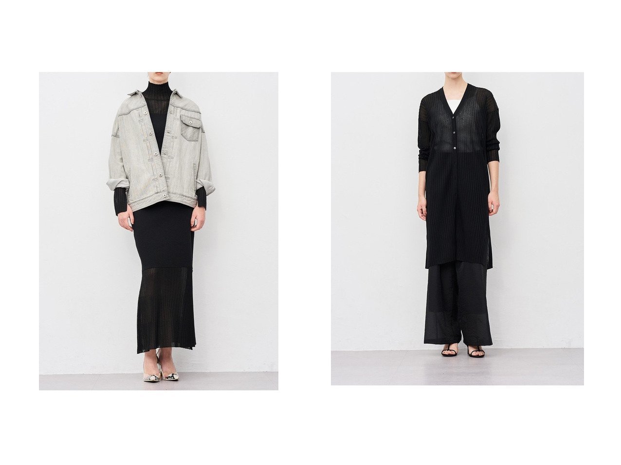【uncrave/アンクレイヴ】のシアーニット コンビトップス&シアーニット リブロングカーディガン おすすめ人気トレンドファッション通販アイテム インテリア・キッズ・メンズ・レディースファッション・服の通販 founy(ファニー) 　ファッション　Fashion　レディースファッション　Fashion for Women　トップス・カットソー　Cut & Sew Tops　ニット　Knit Tops & Sweaters　カジュアルプルオーバー・ニットトップス　Pullovers & Knit Tops / Casual Pullovers　カーディガン・羽織り　Layered Style Cardigans　2025年　2025　2025-2026秋冬・A/W　Autumn/Winter 2025–26 AW25–26　シアー　Sheer, See-Through　タートル　Turtleneck, Turtle Collar　トレンド　Trend, Trending Now　ビスチェ　Bustier, Corset Top　A/W・秋冬　Autumn/Winter　イエロー系　Yellow　ブラック系　Black　|ID:crp329100000221486