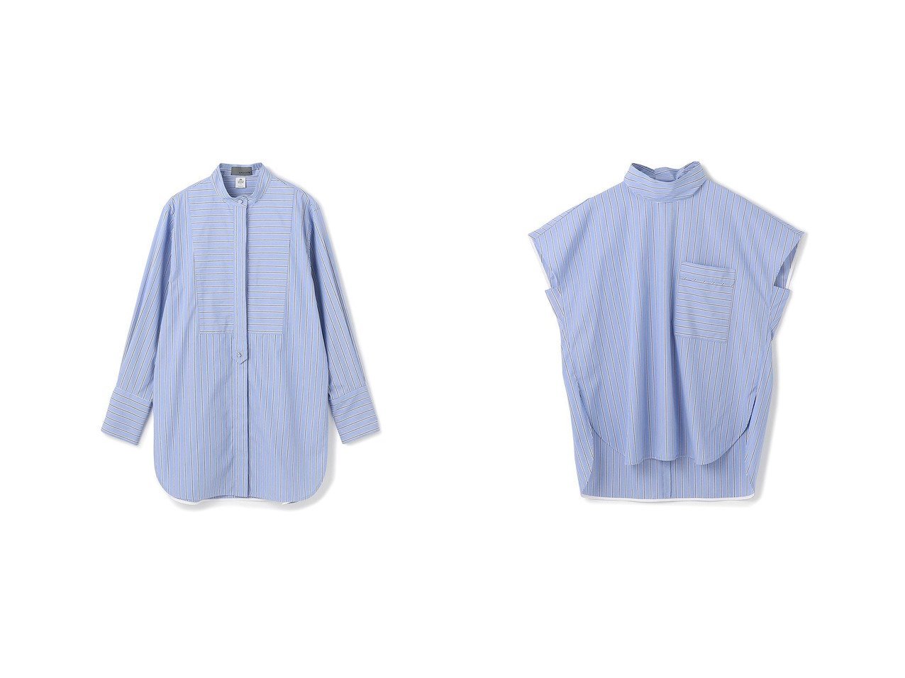 【uncrave/アンクレイヴ】のTHOMAS MASON ドレスシャツ&THOMAS MASON ボウタイブラウス おすすめ人気トレンドファッション通販アイテム インテリア・キッズ・メンズ・レディースファッション・服の通販 founy(ファニー) 　ファッション　Fashion　レディースファッション　Fashion for Women　トップス・カットソー　Cut & Sew Tops　シャツ・ブラウス・オフィスカジュアル　Elegant Blouses & Button-Ups　ワンピース　Dresses　フォーマル・パーティードレス・結婚式用ドレス　Elegant & Casual Dresses　2025年　2025　2025-2026秋冬・A/W　Autumn/Winter 2025–26 AW25–26　カフス　Cuff Design　ストライプ　Stripe, Striped Pattern　スリット　Slit, Slit Detail　スリーブ　Sleeve, Long Sleeve / Short Sleeve　ドレス　Dress, One-Piece　ヨーク　Yoke, Yoke Design　ロング　Long, Long-Length　A/W・秋冬　Autumn/Winter　ブルー系　Blue　|ID:crp329100000221487