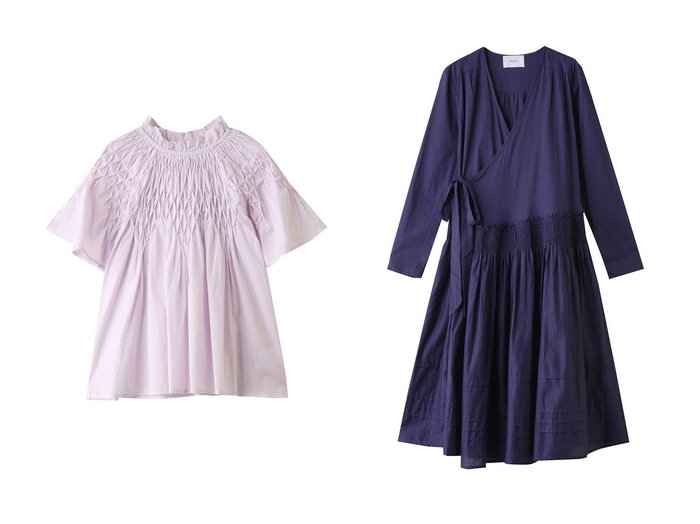 【MERLETTE/マーレット】のLILAS ローウエスト切替ギャザーラップドレス&BEJART スモッキング刺しゅう ハイネックブラウス おすすめ人気トレンドファッション通販アイテム インテリア・キッズ・メンズ・レディースファッション・服の通販 founy(ファニー) https://founy.com/ ファッション Fashion レディースファッション Fashion for Women トップス・カットソー Cut & Sew Tops シャツ・ブラウス・オフィスカジュアル Elegant Blouses & Button-Ups ワンピース Dresses フォーマル・パーティードレス・結婚式用ドレス Elegant & Casual Dresses チュニック Tunic Tops & Dresses 2025年 2025 2025-2026秋冬・A/W Autumn/Winter 2025–26 AW25–26 ギャザー Gathered, Ruffled ショート Short, Short Length スモッキング Smocking, Gathered Stitching スリーブ Sleeve, Long Sleeve / Short Sleeve センター Center, Center Line ハイネック High Neck, Mock Neck フェミニン Feminine, Girly フリル Frill, Ruffle フレア Flare, Flared エレガント 上品 Elegant A/W・秋冬 Autumn/Winter |ID:crp329100000221503
