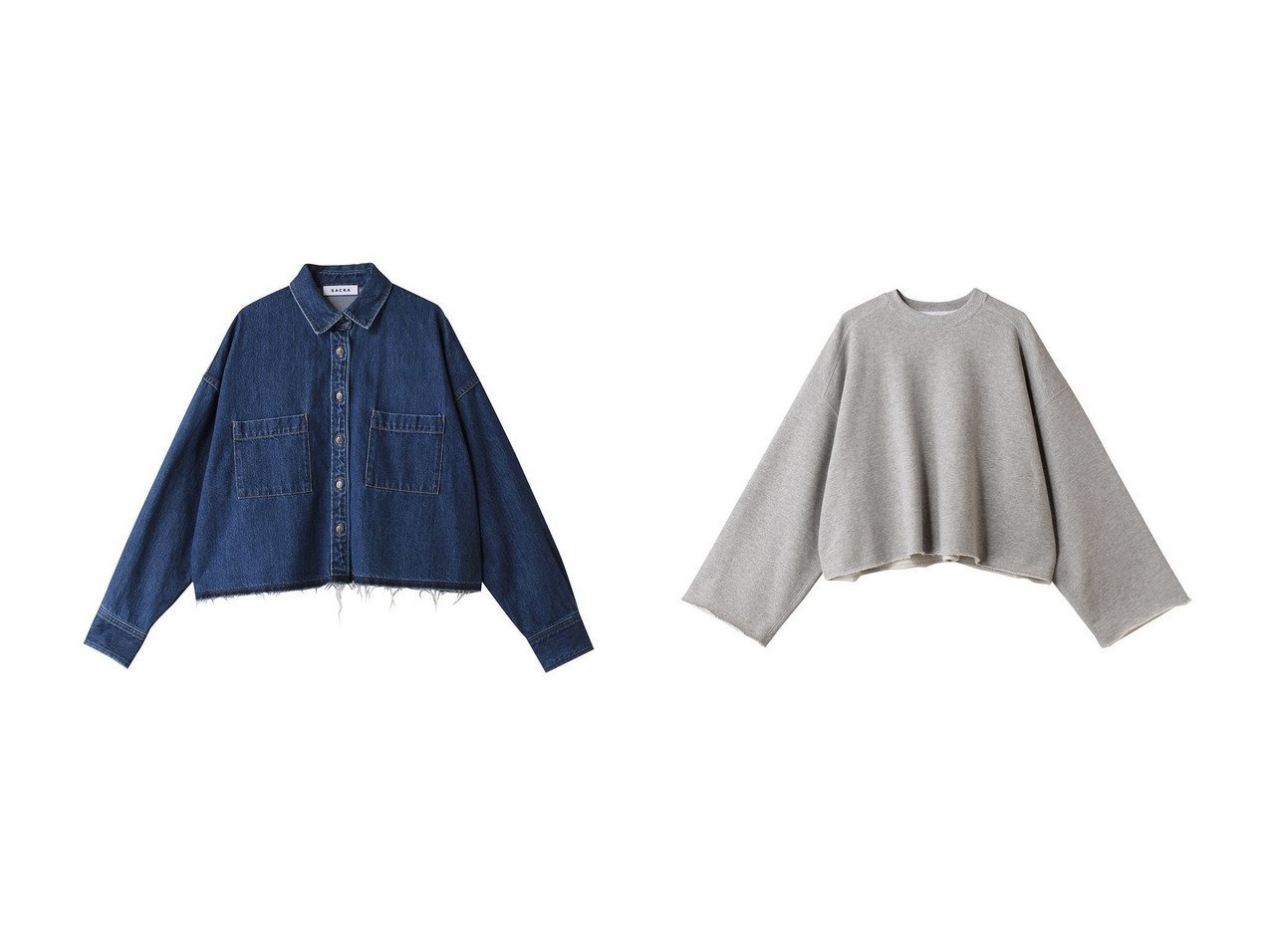 【SACRA/サクラ】のプレミアムフリーストップス&オーセンティックデニムシャツジャケット おすすめ人気トレンドファッション通販アイテム インテリア・キッズ・メンズ・レディースファッション・服の通販 founy(ファニー) 　ファッション　Fashion　レディースファッション　Fashion for Women　アウター　Coat / Outerwear Collection　レディースジャケット・軽アウター　Jackets　トップス・カットソー　Cut & Sew Tops　シャツ・ブラウス・オフィスカジュアル　Elegant Blouses & Button-Ups　ロングTシャツ・Tシャツ　Longline T-Shirts & Tees　カットソー・ベーシックTシャツ　Cut-and-Sewn Tops / Stretch Tees & Basics　2025年　2025　2025-2026秋冬・A/W　Autumn/Winter 2025–26 AW25–26　カットオフ　Cut-Off Design　クロップド　Cropped, Short Length　ストーン　Stone, Gem-Like　スリーブ　Sleeve, Long Sleeve / Short Sleeve　デニム　Denim, Jeans Material　ロング　Long, Long-Length　A/W・秋冬　Autumn/Winter　ブルー系　Blue　グレー系　Gray　ブラック系　Black　|ID:crp329100000221507