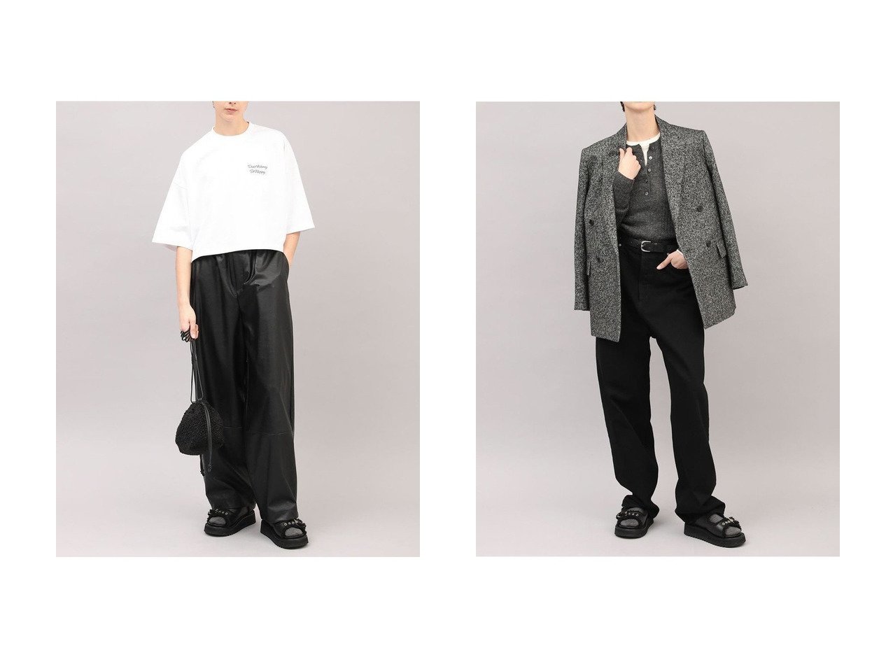【SACRA/サクラ】のシンセティックレザーパンツ&ヴィンテージデニムパンツ おすすめ人気トレンドファッション通販アイテム インテリア・キッズ・メンズ・レディースファッション・服の通販 founy(ファニー) 　ファッション　Fashion　レディースファッション　Fashion for Women　パンツ　Pants & Trousers　デニムパンツ・ジーンズ・美脚デニム　Denim Jeans & Pants　2025年　2025　2025-2026秋冬・A/W　Autumn/Winter 2025–26 AW25–26　ドローストリング　Drawstring, Pull Cord　リラックス　Relax, Relaxed Fit　ワイド　Wide, Wide Fit　A/W・秋冬　Autumn/Winter　ブラック系　Black　|ID:crp329100000221508