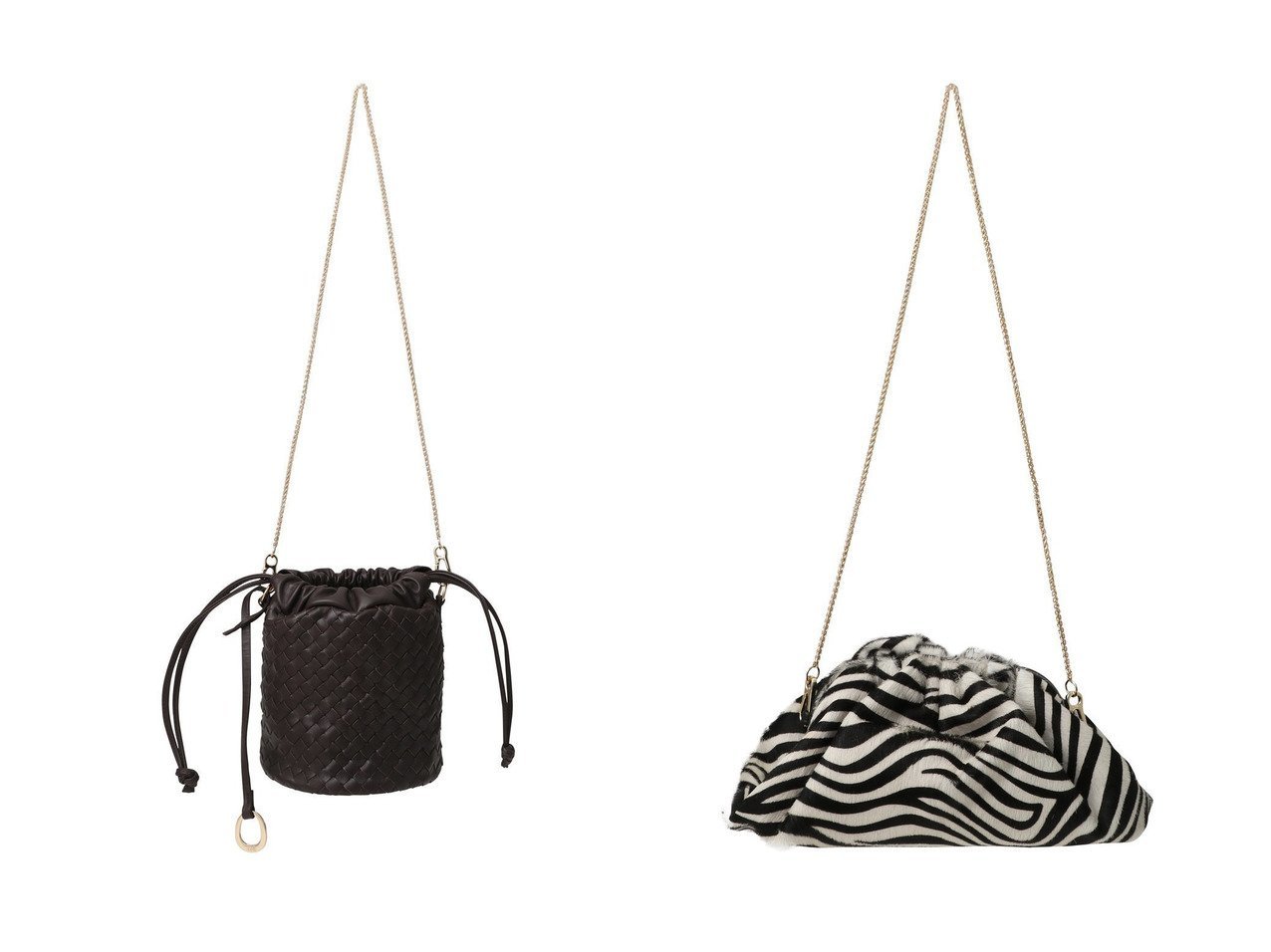 【Whim Gazette/ウィムガゼット】の【INNUE】Drawstring bag&【INNUE】ZebraチェーンクラッチBAG おすすめ人気トレンドファッション通販アイテム インテリア・キッズ・メンズ・レディースファッション・服の通販 founy(ファニー) 　ファッション　Fashion　レディースファッション　Fashion for Women　バッグ　Bags　2025年　2025　2025-2026秋冬・A/W　Autumn/Winter 2025–26 AW25–26　ラップ　Wrap, Wrap Design　リュクス　Luxury, Elegant, High-End, Chic　定番　Standard, Basic Item　巾着　Drawstring Bag, Kinchaku　A/W・秋冬　Autumn/Winter　ブラウン系　Brown　ホワイト系　White　ブラック系　Black　|ID:crp329100000221526