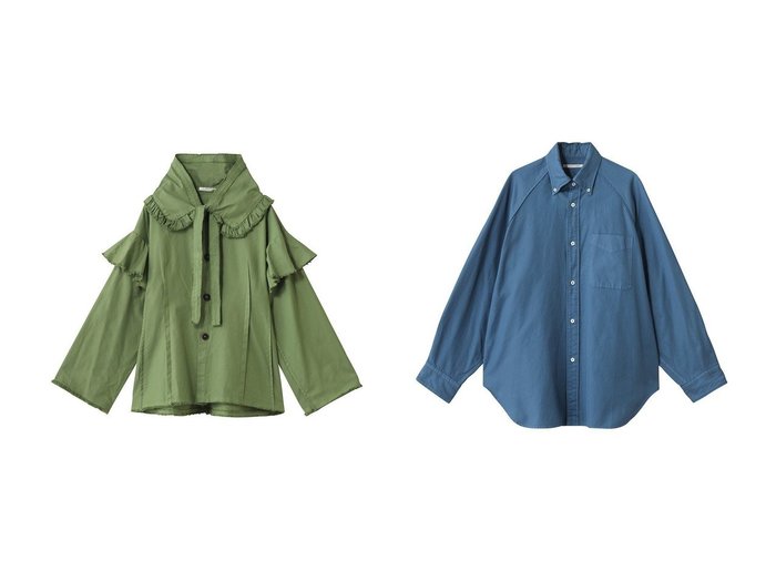 【martinique/マルティニーク】の【CURRENTAGE】ラッフルオックスブラウス&【CURRENTAGE】ラグランオックスシャツ おすすめ人気トレンドファッション通販アイテム インテリア・キッズ・メンズ・レディースファッション・服の通販 founy(ファニー) https://founy.com/ ファッション Fashion レディースファッション Fashion for Women トップス・カットソー Cut & Sew Tops シャツ・ブラウス・オフィスカジュアル Elegant Blouses & Button-Ups 2025年 2025 2025-2026秋冬・A/W Autumn/Winter 2025–26 AW25–26 スリーブ Sleeve, Long Sleeve / Short Sleeve フェミニン Feminine, Girly ロング Long, Long-Length A/W・秋冬 Autumn/Winter |ID:crp329100000221536