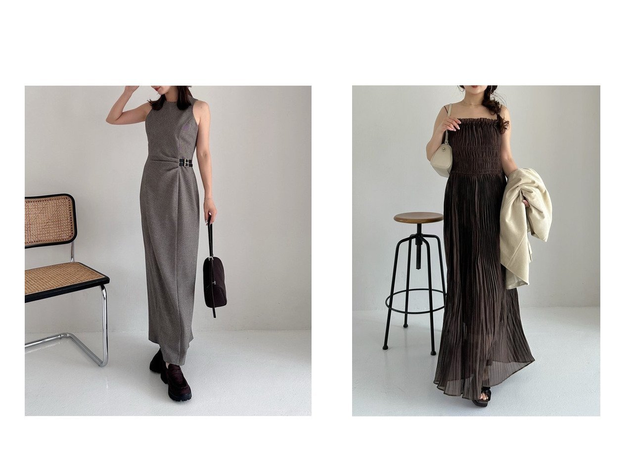 【FRAY I.D/フレイ アイディー】のアメスリカットアウトワンピース&ワッシャーシャーリングキャミワンピース おすすめ人気トレンドファッション通販アイテム インテリア・キッズ・メンズ・レディースファッション・服の通販 founy(ファニー) 　ファッション　Fashion　レディースファッション　Fashion for Women　ワンピース　Dresses　キャミソールワンピース　Camisole Dresses　秋　Autumn　シンプル　Simple, Minimal　ストレート　Straight, Straight Cut　スリット　Slit, Slit Detail　ツイード　Twill, Twill Weave　トレンド　Trend, Trending Now　ノースリーブ　Sleeveless, No-Sleeve　A/W・秋冬　Autumn/Winter　おすすめ　Recommended / Our Picks　エレガント 上品　Elegant　キャミワンピース　Cami Dress, Slip Dress　シャーリング　Shirring, Ruched　デコルテ　Décolleté, Neckline　フィット　Fit, Slim Fit　フェミニン　Feminine, Girly　フリル　Frill, Ruffle　ラップ　Wrap, Wrap Design　夏　Summer　|ID:crp329100000221563