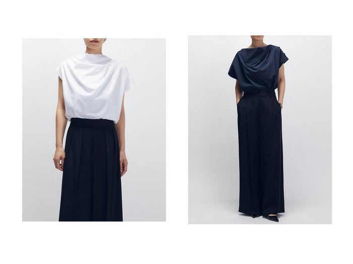 【1er Arrondissement/プルミエ アロンディスモン】のハイゲージコットンドレープT&アセテートツイルワイドパンツ おすすめ人気トレンドファッション通販アイテム 人気、トレンドファッション・服の通販 founy(ファニー) ファッション Fashion レディースファッション Fashion for Women トップス・カットソー Cut & Sew Tops シャツ・ブラウス・オフィスカジュアル Elegant Blouses & Button-Ups ロングTシャツ・Tシャツ Longline T-Shirts & Tees カットソー・ベーシックTシャツ Cut-and-Sewn Tops / Stretch Tees & Basics パンツ Pants & Trousers 2025年 2025 2025-2026秋冬・A/W Autumn/Winter 2025–26 AW25–26 なめらか Smooth, Silky Texture エレガント 上品 Elegant カットソー Cut and Sewn Top ショート Short, Short Length スタンド Stand Collar, Upright Stand スリーブ Sleeve, Long Sleeve / Short Sleeve ドレープ Drape, Draping Fabric A/W・秋冬 Autumn/Winter |ID:crp329100000221582