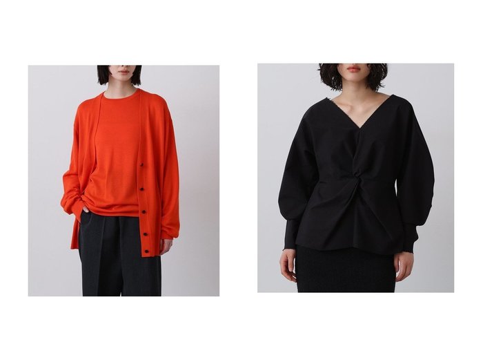 【YLEVE/イレーヴ】のOMI ブリーチ コットン ツイル ツイスト ブラウス&SUPERFINE 120 S ウール ニット カーディガン おすすめ人気トレンドファッション通販アイテム 人気、トレンドファッション・服の通販 founy(ファニー) ファッション Fashion レディースファッション Fashion for Women トップス・カットソー Cut & Sew Tops シャツ・ブラウス・オフィスカジュアル Elegant Blouses & Button-Ups ニット Knit Tops & Sweaters カーディガン・羽織り Layered Style Cardigans 2025年 2025 2025-2026秋冬・A/W Autumn/Winter 2025–26 AW25–26 スリーブ Sleeve, Long Sleeve / Short Sleeve ツイスト Tweed, Tweed Fabric ツイル Twist, Twisted Detail フェミニン Feminine, Girly フロント Front, Front Design ブリーチ Bleach, Washed Finish ロング Long, Long-Length A/W・秋冬 Autumn/Winter |ID:crp329100000221603