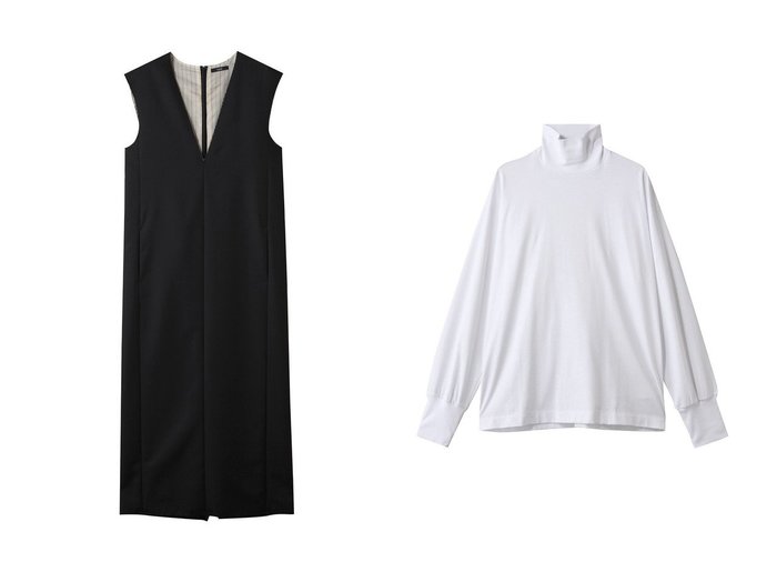 【YLEVE/イレーヴ】のSUVIN コットン タートルネック&ウール モヘヤ ギャバ × ビスコース コットン サテン ワンピース おすすめ人気トレンドファッション通販アイテム 人気、トレンドファッション・服の通販 founy(ファニー) 　ファッション　Fashion　レディースファッション　Fashion for Women　ワンピース　Dresses　チュニック　Tunic Tops & Dresses　トップス・カットソー　Cut & Sew Tops　シャツ・ブラウス・オフィスカジュアル　Elegant Blouses & Button-Ups　ロングTシャツ・Tシャツ　Longline T-Shirts & Tees　カットソー・ベーシックTシャツ　Cut-and-Sewn Tops / Stretch Tees & Basics　タートルネック・ハイネックトップス　Turtlenecks & High-Neck Tops　2025年　2025　2025-2026秋冬・A/W　Autumn/Winter 2025–26 AW25–26　インナー　Innerwear　サテン　Satin, Glossy Fabric　チュニック　Tunic, Long Top　ノースリーブ　Sleeveless, No-Sleeve　ロング　Long, Long-Length　A/W・秋冬　Autumn/Winter　|ID:crp329100000221604