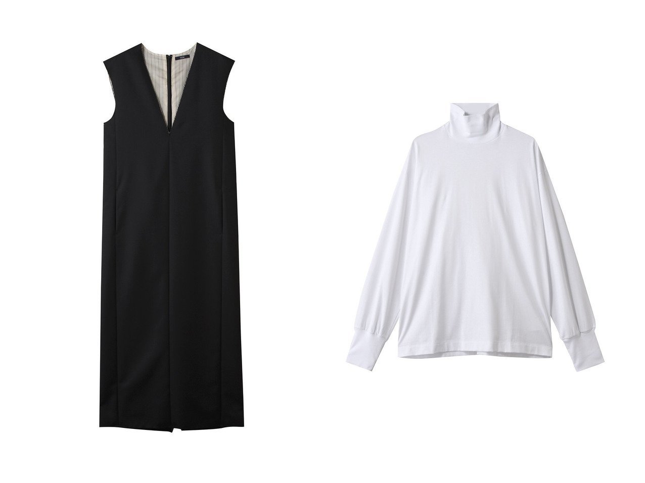 【YLEVE/イレーヴ】のSUVIN コットン タートルネック&ウール モヘヤ ギャバ × ビスコース コットン サテン ワンピース おすすめ人気トレンドファッション通販アイテム インテリア・キッズ・メンズ・レディースファッション・服の通販 founy(ファニー) 　ファッション　Fashion　レディースファッション　Fashion for Women　ワンピース　Dresses　チュニック　Tunic Tops & Dresses　トップス・カットソー　Cut & Sew Tops　シャツ・ブラウス・オフィスカジュアル　Elegant Blouses & Button-Ups　ロングTシャツ・Tシャツ　Longline T-Shirts & Tees　カットソー・ベーシックTシャツ　Cut-and-Sewn Tops / Stretch Tees & Basics　タートルネック・ハイネックトップス　Turtlenecks & High-Neck Tops　2025年　2025　2025-2026秋冬・A/W　Autumn/Winter 2025–26 AW25–26　インナー　Innerwear　サテン　Satin, Glossy Fabric　チュニック　Tunic, Long Top　ノースリーブ　Sleeveless, No-Sleeve　ロング　Long, Long-Length　A/W・秋冬　Autumn/Winter　ブラック系　Black　ホワイト系　White　|ID:crp329100000221604