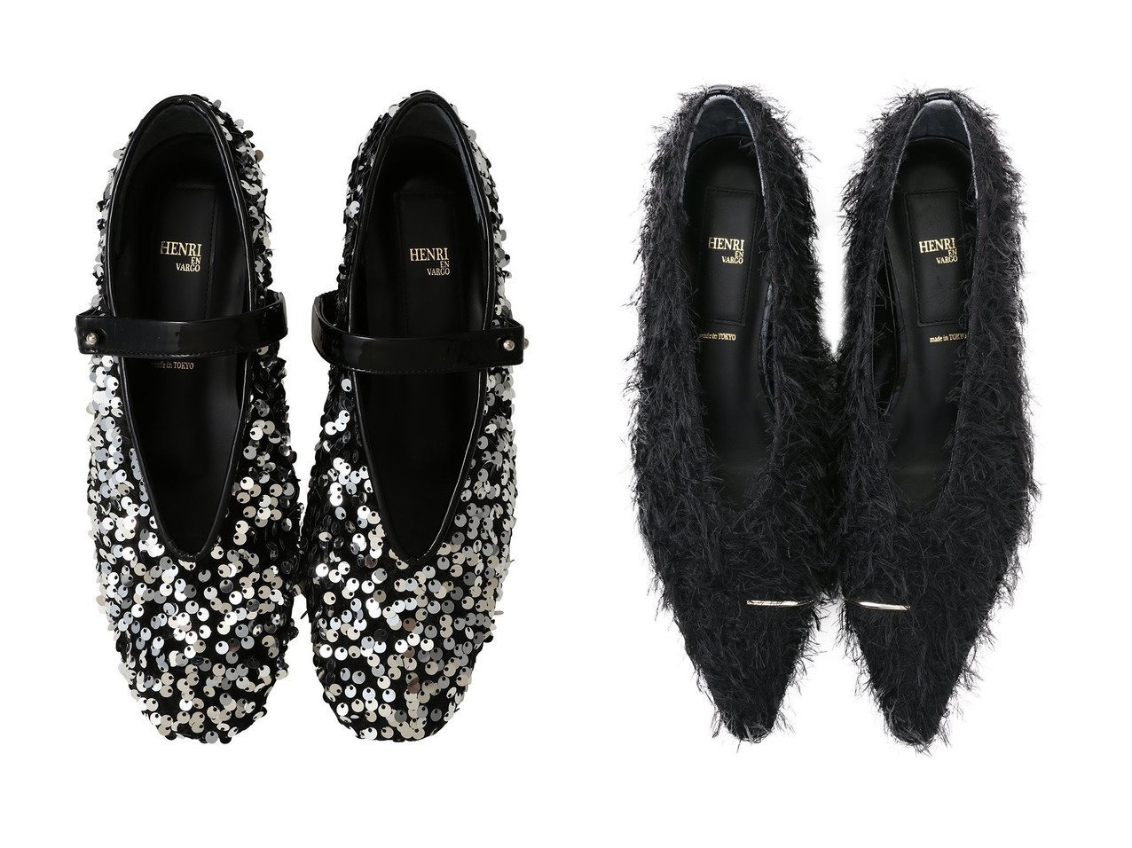 【HENRI EN VARGO/ヘンリ エン ヴァーゴ】のMathilde スパンコールバレエシューズ&【ELLE SHOP限定】Eileen メタルパーツ付きヘアリーフラットシューズ おすすめ人気トレンドファッション通販アイテム インテリア・キッズ・メンズ・レディースファッション・服の通販 founy(ファニー) 　ファッション　Fashion　レディースファッション　Fashion for Women　2024年　2024　2024-2025秋冬・A/W　Autumn/Winter 2024–25 AW24–25　2025年　2025　2025-2026秋冬・A/W　Autumn/Winter 2025–26 AW25–26　シューズ　Shoes, Footwear　スパンコール　Sequins, Sequin Embellishment　バレエ　Ballet, Ballet Style　パーティ　Party, Party Style　フラット　Flat, Flat Shoes　リュクス　Luxury, Elegant, High-End, Chic　今季　This Season, Current Season　A/W・秋冬　Autumn/Winter　ブラック系　Black　ゴールド系　Gold　|ID:crp329100000221612