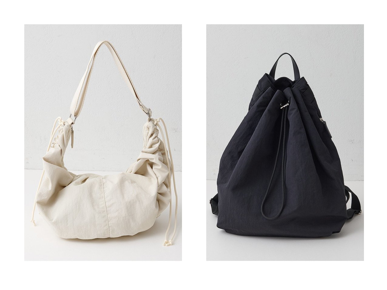 【Whim Gazette/ウィムガゼット】の【THE PAUSE】ギャザーショルダーBAG&【THE PAUSE】ドロストバックパック おすすめ人気トレンドファッション通販アイテム インテリア・キッズ・メンズ・レディースファッション・服の通販 founy(ファニー) 　ファッション　Fashion　レディースファッション　Fashion for Women　バッグ　Bags　ヴィンテージ　Vintage Style　ギャザー　Gathered, Ruffled　グラデーション　Gradient, Ombre　ショルダー　Shoulder, Shoulder Strap　シルバー　Silver, Metallic Silver　ポケット　Pocket, Pocket Detail　ワーク　Workwear, Utility Style　A/W・秋冬　Autumn/Winter　2025年　2025　2025-2026秋冬・A/W　Autumn/Winter 2025–26 AW25–26　イエロー系　Yellow　ブラック系　Black　|ID:crp329100000221631