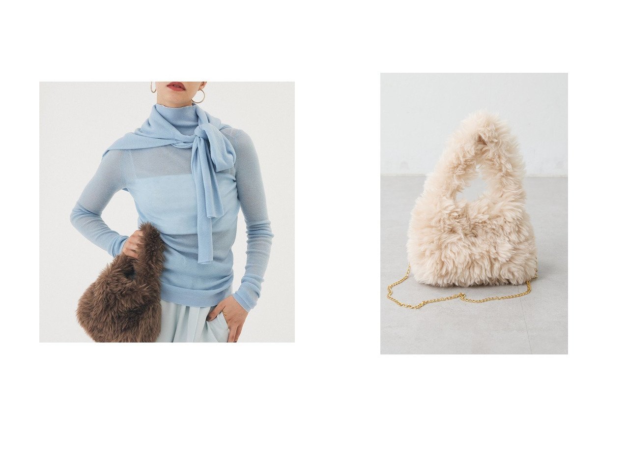 【Whim Gazette/ウィムガゼット】の【THE PAUSE】フェイクファーミニBAG おすすめ人気トレンドファッション通販アイテム インテリア・キッズ・メンズ・レディースファッション・服の通販 founy(ファニー) 　ファッション　Fashion　レディースファッション　Fashion for Women　バッグ　Bags　アクセサリー　Fashion Accessories　ヴィンテージ　Vintage Style　グラデーション　Gradient, Ombre　スマート　Smart, Elegant　財布　Wallet, Purse　チェーン　Chain, Chain Strap　フェイクファー　Faux Fur, Imitation Fur　フォルム　Silhouette, Form　ワーク　Workwear, Utility Style　A/W・秋冬　Autumn/Winter　2025年　2025　2025-2026秋冬・A/W　Autumn/Winter 2025–26 AW25–26　イエロー系　Yellow　ブラウン系　Brown　|ID:crp329100000221642