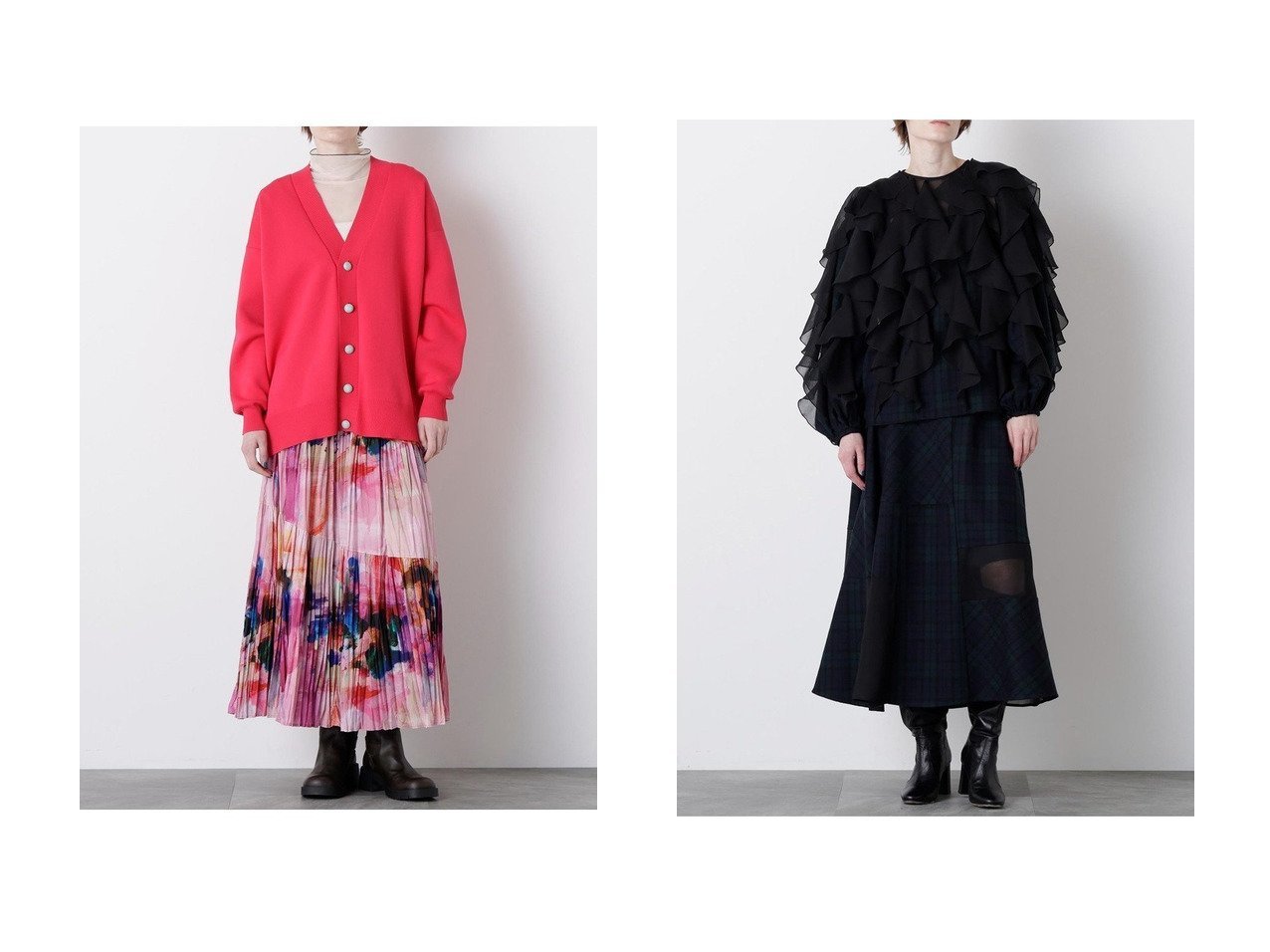 【hueLe Museum/ヒューエルミュージアム】の【STUMBLY】Crushed Art Print Skirt&【STUMBLY】Sheer Combination Pattern Skirt おすすめ人気トレンドファッション通販アイテム インテリア・キッズ・メンズ・レディースファッション・服の通販 founy(ファニー) 　ファッション　Fashion　レディースファッション　Fashion for Women　スカート　Skirts　ロングスカート　Long Skirts / Maxi & Midi Skirts　2025年　2025　2025-2026秋冬・A/W　Autumn/Winter 2025–26 AW25–26　セットアップ　Set-Up, Coordinated Outfit　タイプライター　Typewriter Fabric, Crisp Cotton　ティアード　Tiered, Tiered Style　プリント　Print, Printed Pattern　プリーツ　Pleats, Pleated　ロング　Long, Long-Length　A/W・秋冬　Autumn/Winter　レッド系　Red　グリーン系　Green　|ID:crp329100000221669