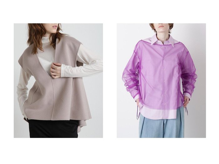 【hueLe Museum/ヒューエルミュージアム】の【STUMBLY】Sheer Organdy Combi Shirts&【STUMBLY】Back Peplum Gilet BL おすすめ人気トレンドファッション通販アイテム インテリア・キッズ・メンズ・レディースファッション・服の通販 founy(ファニー) https://founy.com/ ファッション Fashion レディースファッション Fashion for Women アウター Coat / Outerwear Collection トップス・カットソー Cut & Sew Tops キャミソール&ノースリーブ Camisoles & Sleeveless Tops シャツ・ブラウス・オフィスカジュアル Elegant Blouses & Button-Ups ベスト&ジレ / 重ね着スタイル Vests & Gilets 2025年 2025 2025-2026秋冬・A/W Autumn/Winter 2025–26 AW25–26 シンプル Simple, Minimal ダブル Double, Double-Breasted ノースリーブ Sleeveless, No-Sleeve フェイス Face, Facial Design フロント Front, Front Design ペプラム Peplum, Flared Hem 定番 Standard, Basic Item A/W・秋冬 Autumn/Winter |ID:crp329100000221681
