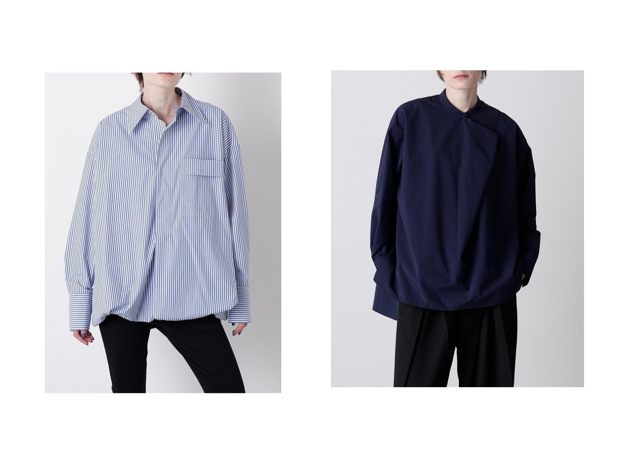 【hueLe Museum/ヒューエルミュージアム】の【hLM】タックネックブラウス&【STUMBLY】Baloon Silhouette Shirts おすすめ人気トレンドファッション通販アイテム インテリア・キッズ・メンズ・レディースファッション・服の通販 founy(ファニー) 　ファッション　Fashion　レディースファッション　Fashion for Women　トップス・カットソー　Cut & Sew Tops　シャツ・ブラウス・オフィスカジュアル　Elegant Blouses & Button-Ups　2025年　2025　2025-2026秋冬・A/W　Autumn/Winter 2025–26 AW25–26　カフス　Cuff Design　スリーブ　Sleeve, Long Sleeve / Short Sleeve　ダブル　Double, Double-Breasted　バルーン　Balloon, Balloon Silhouette　ブラウジング　Blouson Silhouette, Cinched Waist　ロング　Long, Long-Length　A/W・秋冬　Autumn/Winter　ホワイト系　White　ブルー系　Blue　|ID:crp329100000221682