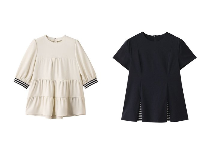 【BORDERS at BALCONY/ボーダーズ アット バルコニー】のボーダーフレアTシャツ&ツイルティアードブラウス おすすめ人気トレンドファッション通販アイテム 人気、トレンドファッション・服の通販 founy(ファニー) ファッション Fashion レディースファッション Fashion for Women トップス・カットソー Cut & Sew Tops シャツ・ブラウス・オフィスカジュアル Elegant Blouses & Button-Ups ロングTシャツ・Tシャツ Longline T-Shirts & Tees カットソー・ベーシックTシャツ Cut-and-Sewn Tops / Stretch Tees & Basics 2025年 2025 2025-2026秋冬・A/W Autumn/Winter 2025–26 AW25–26 おすすめ Recommended / Our Picks ショート Short, Short Length スタイリッシュ Stylish, Fashionable スリーブ Sleeve, Long Sleeve / Short Sleeve バランス Balance, Style Balance ボーダー Border, Stripe A/W・秋冬 Autumn/Winter |ID:crp329100000221689