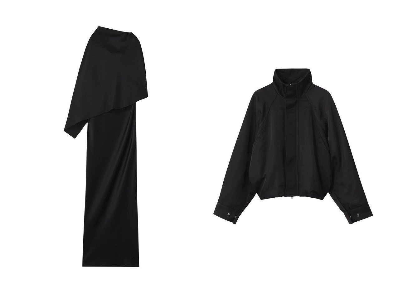 【KANAKO SAKAI/カナコ サカイ】のSCARF-DETAIL ドレス&NYLON ボンバー おすすめ人気トレンドファッション通販アイテム インテリア・キッズ・メンズ・レディースファッション・服の通販 founy(ファニー) 　ファッション　Fashion　レディースファッション　Fashion for Women　ワンピース　Dresses　フォーマル・パーティードレス・結婚式用ドレス　Elegant & Casual Dresses　チュニック　Tunic Tops & Dresses　アウター　Coat / Outerwear Collection　レディースジャケット・軽アウター　Jackets　2025年　2025　2025-2026秋冬・A/W　Autumn/Winter 2025–26 AW25–26　ジュエリー　Jewelry, Accessories　ストール　Stole, Wrap　チュニック　Tunic, Long Top　ドレス　Dress, One-Piece　ロング　Long, Long-Length　A/W・秋冬　Autumn/Winter　ブラック系　Black　|ID:crp329100000221716