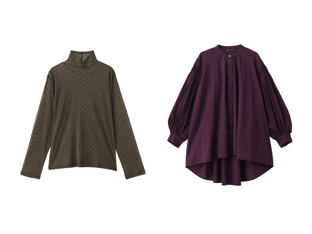 【mizuiro ind/ミズイロ インド】のO プルオーバー&pin tucked puff slv shirt シャツ おすすめ人気トレンドファッション通販アイテム インテリア・キッズ・メンズ・レディースファッション・服の通販 founy(ファニー) 　ファッション　Fashion　レディースファッション　Fashion for Women　トップス・カットソー　Cut & Sew Tops　シャツ・ブラウス・オフィスカジュアル　Elegant Blouses & Button-Ups　カジュアルプルオーバー・ニットトップス　Pullovers & Knit Tops / Casual Pullovers　2025年　2025　2025-2026秋冬・A/W　Autumn/Winter 2025–26 AW25–26　インナー　Innerwear　キャミソール　Camisole, Spaghetti Strap Top　シンプル　Simple, Minimal　スウェット / スエット　Sweatshirt, Sweatwear　スリーブ　Sleeve, Long Sleeve / Short Sleeve　タンク　Tank Top, Sleeveless Top　ドット　Polka Dot, Dot Pattern　ハイネック　High Neck, Mock Neck　フェミニン　Feminine, Girly　メッシュ　Mesh, Net Fabric　ロング　Long, Long-Length　エレガント 上品　Elegant　A/W・秋冬　Autumn/Winter　ブラウン系　Brown　ブルー系　Blue　ブラック系　Black　グレー系　Gray　|ID:crp329100000221748