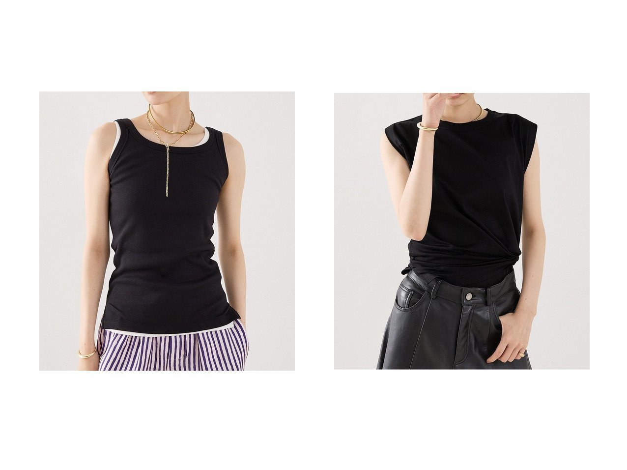 【THE STORE by C/ザ ストア バイ シー】の【COCUCA】リブタンク&【COCUCA】ノースリーブプルオーバー おすすめ人気トレンドファッション通販アイテム インテリア・キッズ・メンズ・レディースファッション・服の通販 founy(ファニー) 　ファッション　Fashion　レディースファッション　Fashion for Women　トップス・カットソー　Cut & Sew Tops　キャミソール&ノースリーブ　Camisoles & Sleeveless Tops　シャツ・ブラウス・オフィスカジュアル　Elegant Blouses & Button-Ups　ロングTシャツ・Tシャツ　Longline T-Shirts & Tees　カットソー・ベーシックTシャツ　Cut-and-Sewn Tops / Stretch Tees & Basics　カジュアルプルオーバー・ニットトップス　Pullovers & Knit Tops / Casual Pullovers　2025年　2025　2025-2026秋冬・A/W　Autumn/Winter 2025–26 AW25–26　インナー　Innerwear　キャミソール　Camisole, Spaghetti Strap Top　シルク　Silk, 100% Silk　タンク　Tank Top, Sleeveless Top　フィット　Fit, Slim Fit　ベーシック　Basic, Essential　定番　Standard, Basic Item　A/W・秋冬　Autumn/Winter　ホワイト系　White　ブラック系　Black　|ID:crp329100000221753