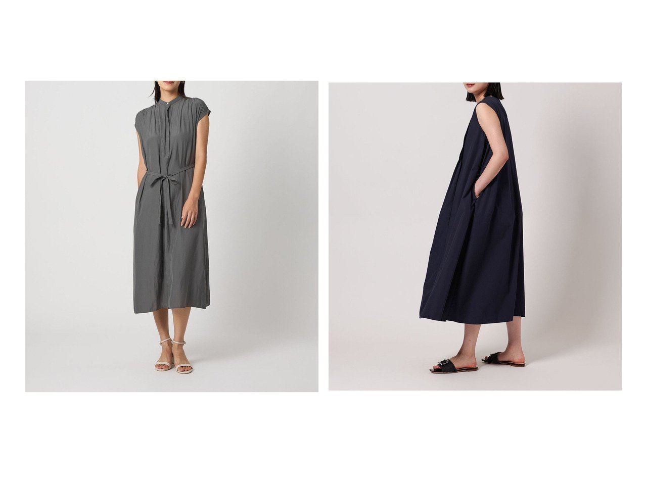 【UNITED ARROWS/ユナイテッドアローズ】のフロントプリーツ ノースリーブワンピース A DAY IN THE LIFE&ヴィンテージサテン ギャザーワンピース A DAY IN THE LIFE おすすめ人気トレンドファッション通販アイテム インテリア・キッズ・メンズ・レディースファッション・服の通販 founy(ファニー) 　ファッション　Fashion　レディースファッション　Fashion for Women　ワンピース　Dresses　ギャザー　Gathered, Ruffled　クラシカル　Classical, Vintage-Inspired　サンダル　Sandals, Summer Shoes　スニーカー　Sneakers, Trainers　ノースリーブ　Sleeveless, No-Sleeve　パール　Pearl, Pearl Accent　フィット　Fit, Slim Fit　フェミニン　Feminine, Girly　フレア　Flare, Flared　ヴィンテージ　Vintage Style　夏　Summer　キャップ　Cap, Baseball Cap　スポーティ　Sporty, Casual Athletic　トレンド　Trend, Trending Now　フロント　Front, Front Design　ブロード　Broadcloth, Fine Cotton　プリーツ　Pleats, Pleated　ポケット　Pocket, Pocket Detail　エレガント 上品　Elegant　春　Spring　S/S・春夏　SS, Spring/Summer, Warm Season　グレー系　Gray　|ID:crp329100000221789