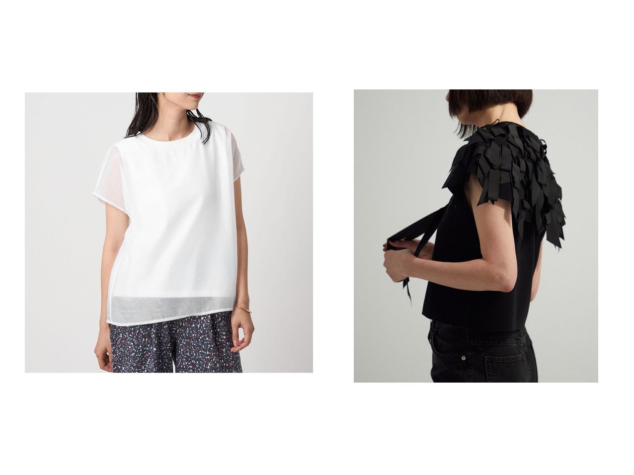【UNITED ARROWS/ユナイテッドアローズ】のシアークロス レイヤードトップス A DAY IN THE LIFE&AEWEN MATOPH リボンテープ ノースリーブ ニット おすすめ人気トレンドファッション通販アイテム インテリア・キッズ・メンズ・レディースファッション・服の通販 founy(ファニー) 　ファッション　Fashion　レディースファッション　Fashion for Women　トップス・カットソー　Cut & Sew Tops　ニット　Knit Tops & Sweaters　キャミソール&ノースリーブ　Camisoles & Sleeveless Tops　インナー　Innerwear　オーガンジー　Organza Fabric　カットソー　Cut and Sewn Top　カーゴパンツ　Cargo Pants, Utility Pants　シアー　Sheer, See-Through　シンプル　Simple, Minimal　スラックス　Slacks, Dress Pants　スリーブ　Sleeve, Long Sleeve / Short Sleeve　デニム　Denim, Jeans Material　ノースリーブ　Sleeveless, No-Sleeve　フレンチ　French, French Style　おすすめ　Recommended / Our Picks　フロント　Front, Front Design　ランダム　Random, Irregular　リボン　Ribbon, Bow　ホワイト系　White　ブラック系　Black　グレー系　Gray　|ID:crp329100000221790