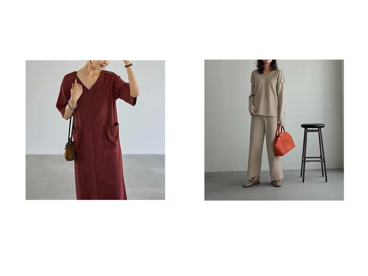 【STYLE DELI/スタイルデリ】の袖が外せる PUFFニットセットアップ&ファスナースリット麻混Vネックワンピース おすすめ人気トレンドファッション通販アイテム インテリア・キッズ・メンズ・レディースファッション・服の通販 founy(ファニー) 　ファッション　Fashion　レディースファッション　Fashion for Women　ワンピース　Dresses　トップス・カットソー　Cut & Sew Tops　ニット　Knit Tops & Sweaters　オレンジ　Orange　秋　Autumn　カーディガン　Cardigan, Knitwear　ジャケット　Jacket, Outerwear　スニーカー　Sneakers, Trainers　スリット　Slit, Slit Detail　デコルテ　Décolleté, Neckline　ピーチ　Peach, Soft Touch　フロント　Front, Front Design　ペチコート　Petticoat, Underskirt　ポケット　Pocket, Pocket Detail　ライダース　Riders　ワイド　Wide, Wide Fit　冬　Winter / This Winter　夏　Summer　ブラウン系　Brown　ピンク系　Pink　グレー系　Gray　ベージュ系　Beige　|ID:crp329100000221829