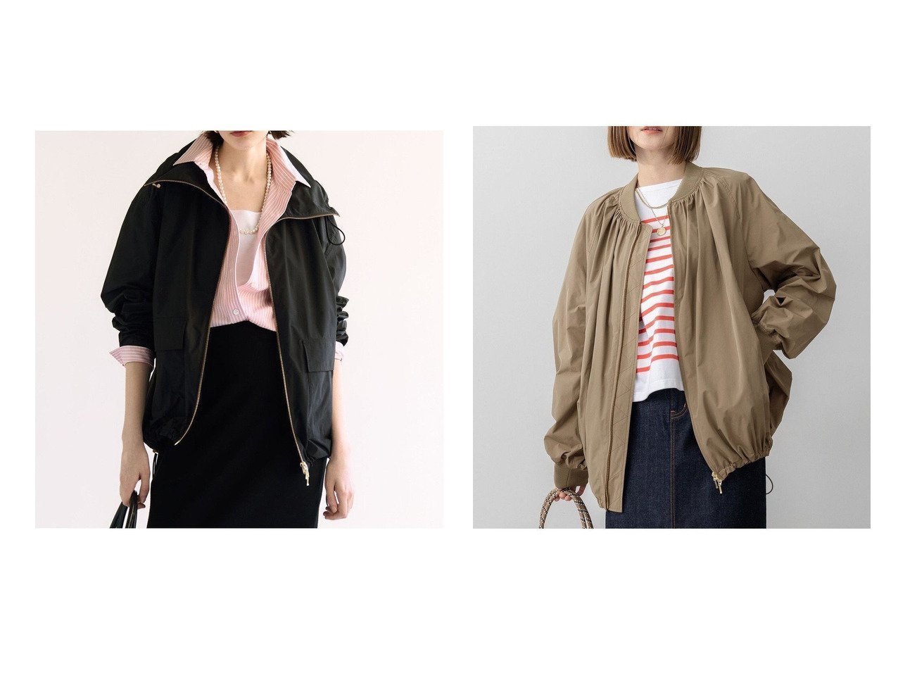 【NIJYUSANKU/23区】の【/撥水加工】ソフトメモリータフタ スタンドネック ブルゾン&【/撥水加工】ソフトメモリータフタ ミドル丈 ブルゾン おすすめ人気トレンドファッション通販アイテム インテリア・キッズ・メンズ・レディースファッション・服の通販 founy(ファニー) 　ファッション　Fashion　レディースファッション　Fashion for Women　アウター　Coat / Outerwear Collection　レディースジャケット・軽アウター　Jackets　ブルゾンジャケット・スポーティアウター　Blouson Jackets　秋　Autumn　ジャケット　Jacket, Outerwear　スタンド　Stand Collar, Upright Stand　タフタ　Taffeta, Structured Fabric　ブルゾン　Blouson, Bomber Jacket　ミドル　Middle Length, Mid Height　A/W・秋冬　Autumn/Winter　冬　Winter / This Winter　新作・新入荷　New Arrivals / New In　エレガント 上品　Elegant　2025年　2025　2025-2026秋冬・A/W　Autumn/Winter 2025–26 AW25–26　グリーン系　Green　ブラック系　Black　ベージュ系　Beige　|ID:crp329100000221839