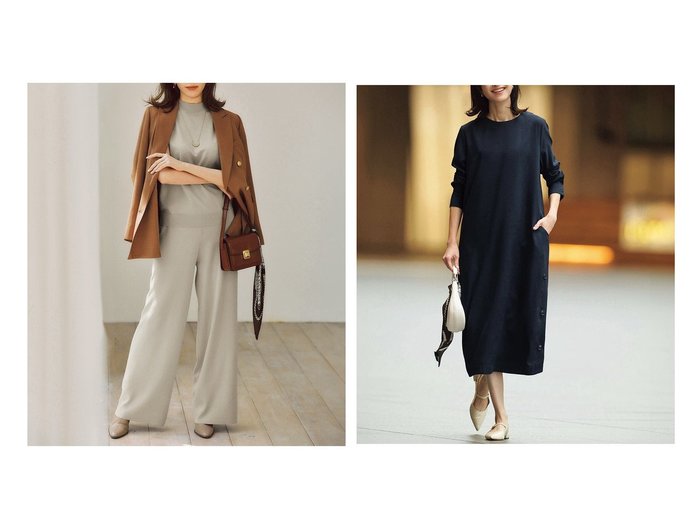 【DoCLASSE/ドゥクラッセ】のフレンチ袖ニット&times;パンツセットアップ&ジョーゼット・裾ボタンサックワンピベルト付 おすすめ人気トレンドファッション通販アイテム 人気、トレンドファッション・服の通販 founy(ファニー) ファッション Fashion レディースファッション Fashion for Women セットアップ Matching Sets レディースパンツ・ボトムス Pants & Trousers / Bottoms ワンピース Dresses ベルト&ウエストマーク Belts & Waist Accessories 新作・新入荷 New Arrivals / New In セットアップ Set-Up, Coordinated Outfit ハイネック High Neck, Mock Neck フレンチ French, French Style リラックス Relax, Relaxed Fit ワイド Wide, Wide Fit エレガント 上品 Elegant |ID:crp329100000221859