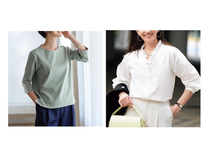 【DoCLASSE/ドゥクラッセ】のコンパクトフォルム/7分袖・ドゥクラッセTシャツ&フリルデザイン・Vネックシャツ おすすめ人気トレンドファッション通販アイテム 人気、トレンドファッション・服の通販 founy(ファニー) ファッション Fashion レディースファッション Fashion for Women トップス・カットソー Cut & Sew Tops シャツ・ブラウス・オフィスカジュアル Elegant Blouses & Button-Ups ロングTシャツ・Tシャツ Longline T-Shirts & Tees カットソー・ベーシックTシャツ Cut-and-Sewn Tops / Stretch Tees & Basics Vネックトップス V-Neck Tops / V-Cut Neckline Shirts インナー Innerwear 秋 Autumn カットソー Cut and Sewn Top コンパクト Compact, Small Size シンプル Simple, Minimal ジャケット Jacket, Outerwear ダブル Double, Double-Breasted デニム Denim, Jeans Material 定番 Standard, Basic Item なめらか Smooth, Silky Texture 人気 Popular, Best Seller バランス Balance, Style Balance パール Pearl, Pearl Accent フォルム Silhouette, Form フロント Front, Front Design プレミアム Premium, High-End ベーシック Basic, Essential 半袖 Short Sleeve, Half Sleeve ワイド Wide, Wide Fit 新作・新入荷 New Arrivals / New In おすすめ Recommended / Our Picks ビジネス 仕事 通勤 Business / Work / Commuting アクセサリー Fashion Accessories |ID:crp329100000221863