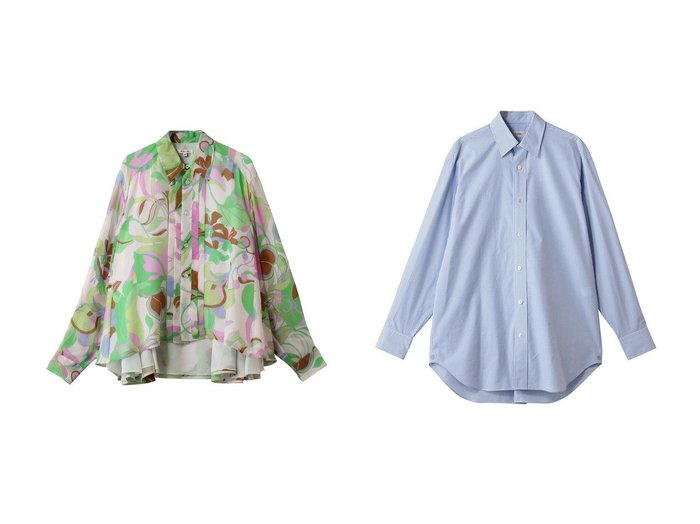 【BLAMINK/ブラミンク】のチェックレギュラーシャツ&フラワープリントロングスリーブブラウス おすすめ人気トレンドファッション通販アイテム 人気、トレンドファッション・服の通販 founy(ファニー) 　ファッション　Fashion　レディースファッション　Fashion for Women　トップス・カットソー　Cut & Sew Tops　シャツ・ブラウス・オフィスカジュアル　Elegant Blouses & Button-Ups　花柄・フラワープリント・モチーフ　Floral Prints & Motifs / Flower Pattern Tops　2025年　2025　2025-2026秋冬・A/W　Autumn/Winter 2025–26 AW25–26　クラシカル　Classical, Vintage-Inspired　スリーブ　Sleeve, Long Sleeve / Short Sleeve　フラワー　Flower, Floral　フレア　Flare, Flared　プリント　Print, Printed Pattern　ロング　Long, Long-Length　A/W・秋冬　Autumn/Winter　|ID:crp329100000221943