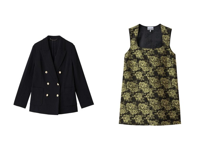 【allureville/アルアバイル】の【GANNI】JQ MINI DRESS&レノクロスダブルブレストジャケット おすすめ人気トレンドファッション通販アイテム 人気、トレンドファッション・服の通販 founy(ファニー) ファッション Fashion レディースファッション Fashion for Women ワンピース Dresses フォーマル・パーティードレス・結婚式用ドレス Elegant & Casual Dresses チュニック Tunic Tops & Dresses アウター Coat / Outerwear Collection レディースジャケット・軽アウター Jackets 2025年 2025 2025-2026秋冬・A/W Autumn/Winter 2025–26 AW25–26 スクエア Square, Square Shape チュニック Tunic, Long Top フラワー Flower, Floral プリント Print, Printed Pattern 台形 A-Line, Trapezoid Shape A/W・秋冬 Autumn/Winter |ID:crp329100000221951