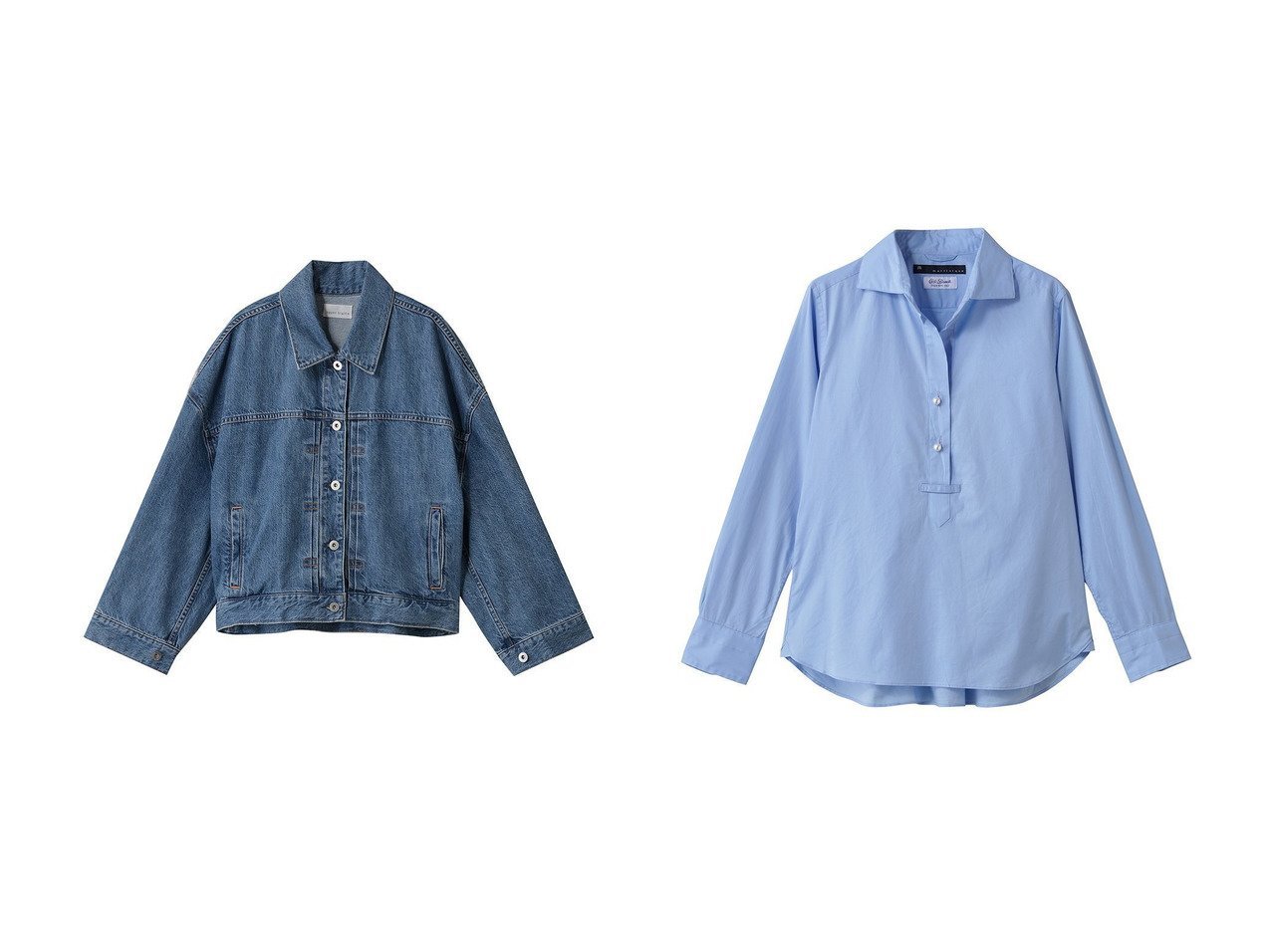 【martinique/マルティニーク】のブラウス&【upper hights】ジャケット おすすめ人気トレンドファッション通販アイテム インテリア・キッズ・メンズ・レディースファッション・服の通販 founy(ファニー) 　ファッション　Fashion　レディースファッション　Fashion for Women　アウター　Coat / Outerwear Collection　レディースジャケット・軽アウター　Jackets　トップス・カットソー　Cut & Sew Tops　シャツ・ブラウス・オフィスカジュアル　Elegant Blouses & Button-Ups　2025年　2025　2025-2026秋冬・A/W　Autumn/Winter 2025–26 AW25–26　ジャケット　Jacket, Outerwear　デニム　Denim, Jeans Material　バランス　Balance, Style Balance　春　Spring　秋　Autumn　A/W・秋冬　Autumn/Winter　ブルー系　Blue　ホワイト系　White　|ID:crp329100000221955