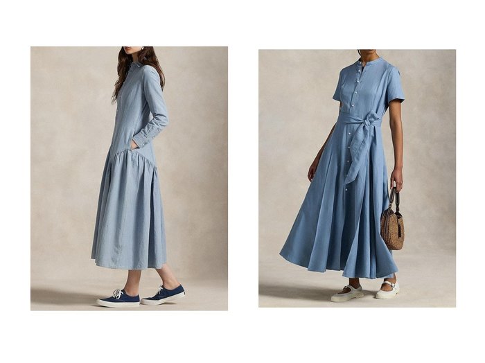 【RALPH LAUREN/ラルフローレン】の【POLO RALPH LAUREN】ベルテッド シルクブレンド Aライン ドレス&【POLO RALPH LAUREN】コットンリネン シャンブレー シャツドレス おすすめ人気トレンドファッション通販アイテム 人気、トレンドファッション・服の通販 founy(ファニー) ファッション Fashion レディースファッション Fashion for Women ワンピース Dresses フォーマル・パーティードレス・結婚式用ドレス Elegant & Casual Dresses チュニック Tunic Tops & Dresses 2025年 2025 2025-2026秋冬・A/W Autumn/Winter 2025–26 AW25–26 クラシック Classic, Timeless Style シャンブレー Chambray, Denim-Like Fabric シャーリング Shirring, Ruched チュニック Tunic, Long Top ドレス Dress, One-Piece ヨーク Yoke, Yoke Design リネン Linen, Linen Fabric ロング Long, Long-Length A/W・秋冬 Autumn/Winter |ID:crp329100000221957