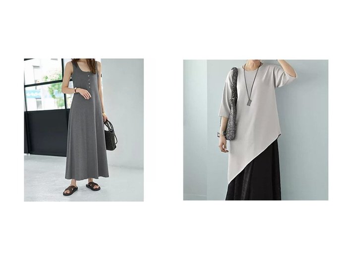 【STYLE DELI/スタイルデリ】の【Kana Oyama BLK001】アシメトップス/DELI size&ヘンリーネックリブ生地フレアワンピース おすすめ人気トレンドファッション通販アイテム 人気、トレンドファッション・服の通販 founy(ファニー) ファッション Fashion レディースファッション Fashion for Women ワンピース Dresses トップス・カットソー Cut & Sew Tops 春 Spring 秋 Autumn カットソー Cut and Sewn Top カーディガン Cardigan, Knitwear ジャケット Jacket, Outerwear タンク Tank Top, Sleeveless Top デコルテ Décolleté, Neckline パジャマ Pajamas, Sleepwear フレア Flare, Flared ブラジャー Bra, Lingerie ブルゾン Blouson, Bomber Jacket ペチコート Petticoat, Underskirt ポケット Pocket, Pocket Detail ライダース Riders レギンス Leggings, Stretch Pants 冬 Winter / This Winter 夏 Summer アシンメトリー Asymmetrical Style コラボ Collaboration, Collab コレクション Collection, Seasonal Line ショルダー Shoulder, Shoulder Strap シンプル Simple, Minimal ストレート Straight, Straight Cut デニム Denim, Jeans Material ドロップ Drop Shoulder, Dropped Style ネックレス Necklace, Pendant Necklace |ID:crp329100000221972