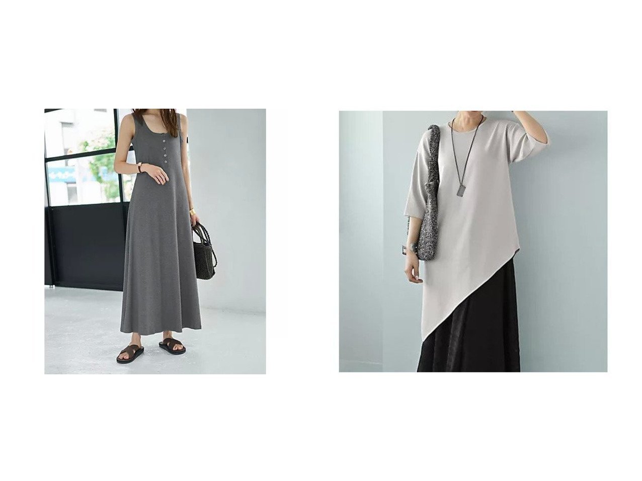 【STYLE DELI/スタイルデリ】の【Kana Oyama BLK001】アシメトップス/DELI size&ヘンリーネックリブ生地フレアワンピース おすすめ人気トレンドファッション通販アイテム インテリア・キッズ・メンズ・レディースファッション・服の通販 founy(ファニー) 　ファッション　Fashion　レディースファッション　Fashion for Women　ワンピース　Dresses　トップス・カットソー　Cut & Sew Tops　春　Spring　秋　Autumn　カットソー　Cut and Sewn Top　カーディガン　Cardigan, Knitwear　ジャケット　Jacket, Outerwear　タンク　Tank Top, Sleeveless Top　デコルテ　Décolleté, Neckline　パジャマ　Pajamas, Sleepwear　フレア　Flare, Flared　ブラジャー　Bra, Lingerie　ブルゾン　Blouson, Bomber Jacket　ペチコート　Petticoat, Underskirt　ポケット　Pocket, Pocket Detail　ライダース　Riders　レギンス　Leggings, Stretch Pants　冬　Winter / This Winter　夏　Summer　アシンメトリー　Asymmetrical Style　コラボ　Collaboration, Collab　コレクション　Collection, Seasonal Line　ショルダー　Shoulder, Shoulder Strap　シンプル　Simple, Minimal　ストレート　Straight, Straight Cut　デニム　Denim, Jeans Material　ドロップ　Drop Shoulder, Dropped Style　ネックレス　Necklace, Pendant Necklace　長袖　Long Sleeve, Full Sleeve　バランス　Balance, Style Balance　フォルム　Silhouette, Form　ロング　Long, Long-Length　ワイド　Wide, Wide Fit　A/W・秋冬　Autumn/Winter　S/S・春夏　SS, Spring/Summer, Warm Season　エレガント 上品　Elegant　ブラック系　Black　グレー系　Gray　ブルー系　Blue　|ID:crp329100000221972