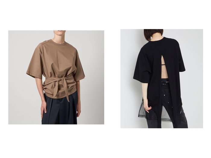 【UNITED ARROWS/ユナイテッドアローズ】のAEWEN MATOPH バックスリット ビッグTシャツ おすすめ人気トレンドファッション通販アイテム 人気、トレンドファッション・服の通販 founy(ファニー) ファッション Fashion レディースファッション Fashion for Women トップス・カットソー Cut & Sew Tops シャツ・ブラウス・オフィスカジュアル Elegant Blouses & Button-Ups ロングTシャツ・Tシャツ Longline T-Shirts & Tees バッグ Bags おすすめ Recommended / Our Picks イレギュラーヘム Irregular Hem サテン Satin, Glossy Fabric スラックス Slacks, Dress Pants スリット Slit, Slit Detail ビッグ Big, Oversized リボン Ribbon, Bow |ID:crp329100000221976
